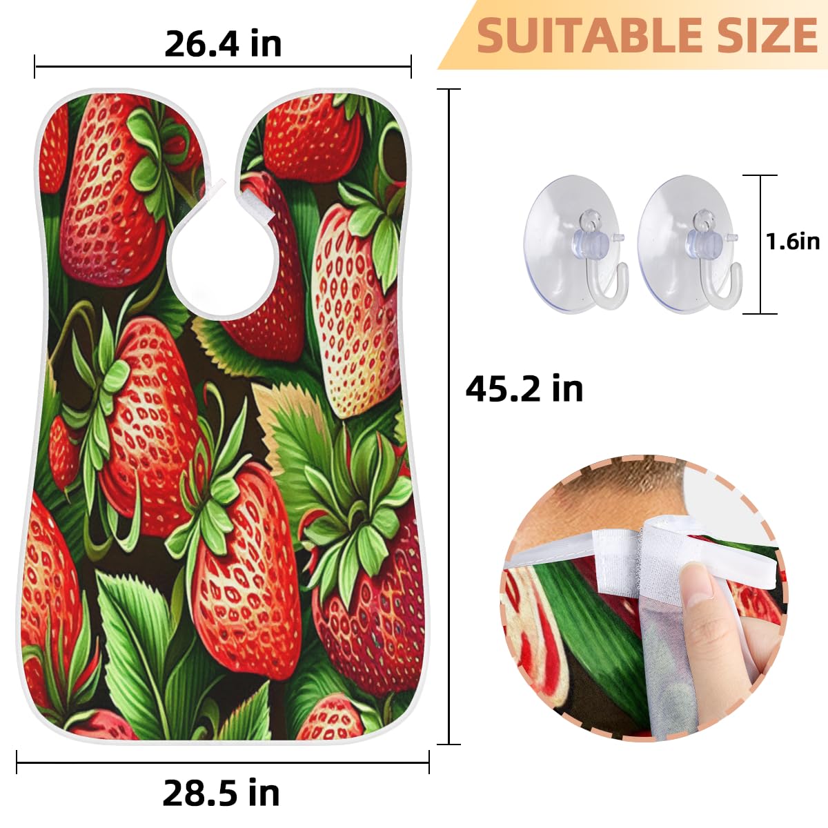 Strawberry Print Shaving Bib for Men & Women - Waterproof Beard Trimming Cape, Hair Dye Apron, Barber Accessories - Perfect for Home Grooming, Salon Use & DIY Haircuts (Gift Idea)
