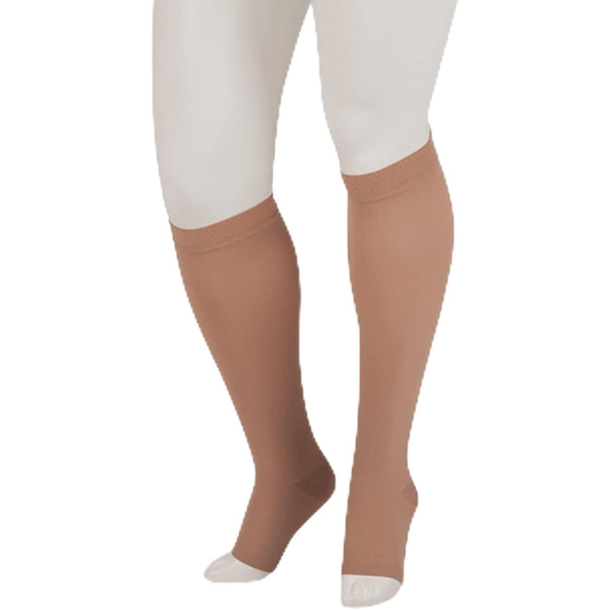 Juzo Dynamic MAX Varin Open Toe Compression Knee High Socks 20-30 mmHg for Men & Women – 2-Way Stretch Fabric, Circulation Support, Made in USA – Beige, Size 3 (III) Regular – Ideal for Travel, Varicose Vein Relief & Post-Surgery Recovery