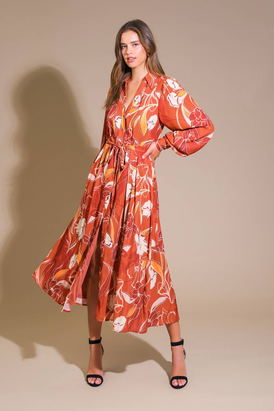 Blooming Radiance Woven Midi Dress for Women - Floral Print Summer Dress for Beach, Party & Wedding Occasions