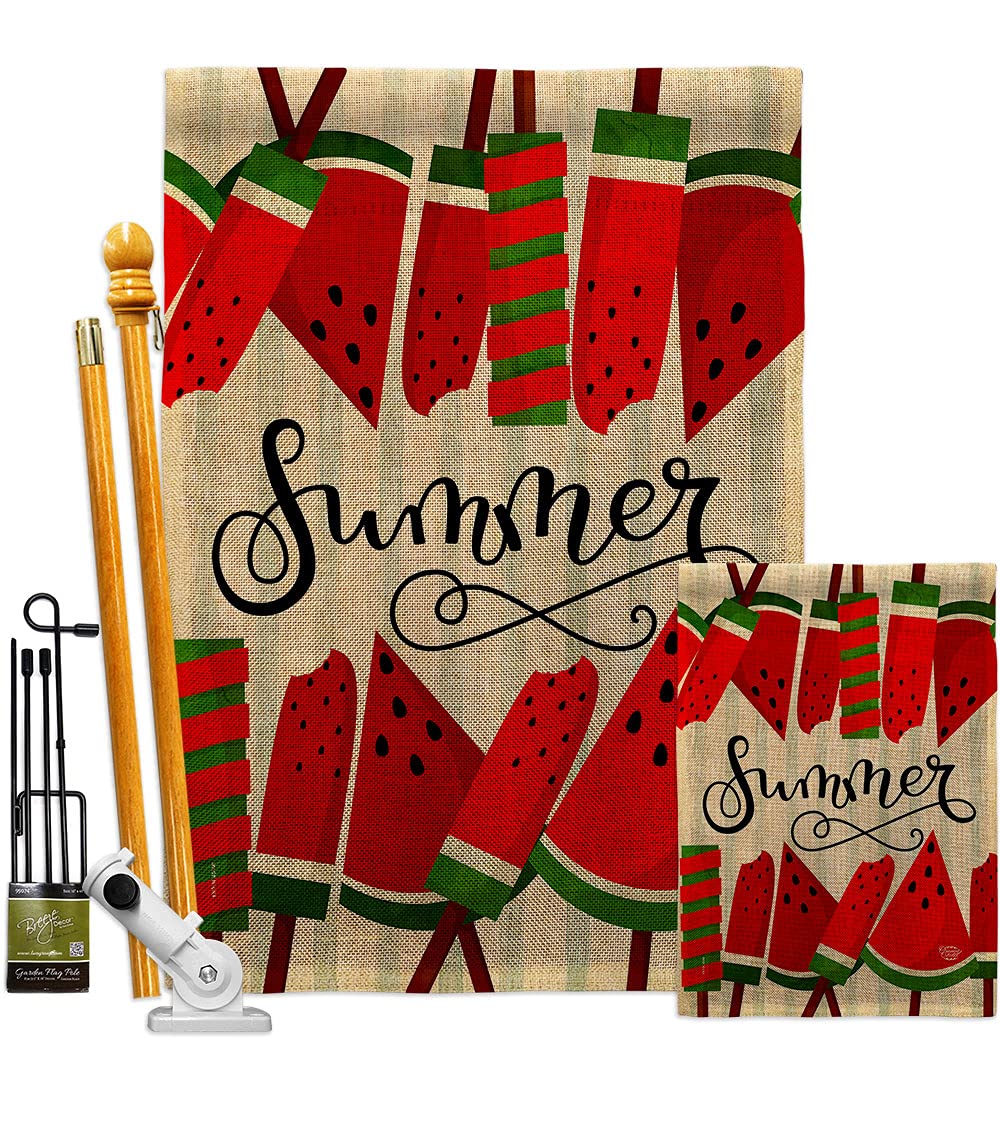 Double-Sided Watermelon Burlap Garden Flag - Summer Beach Pool Luau Tropical Party Decor - Made in USA - Perfect for Outdoor Yard, Patio, and Summer Celebrations