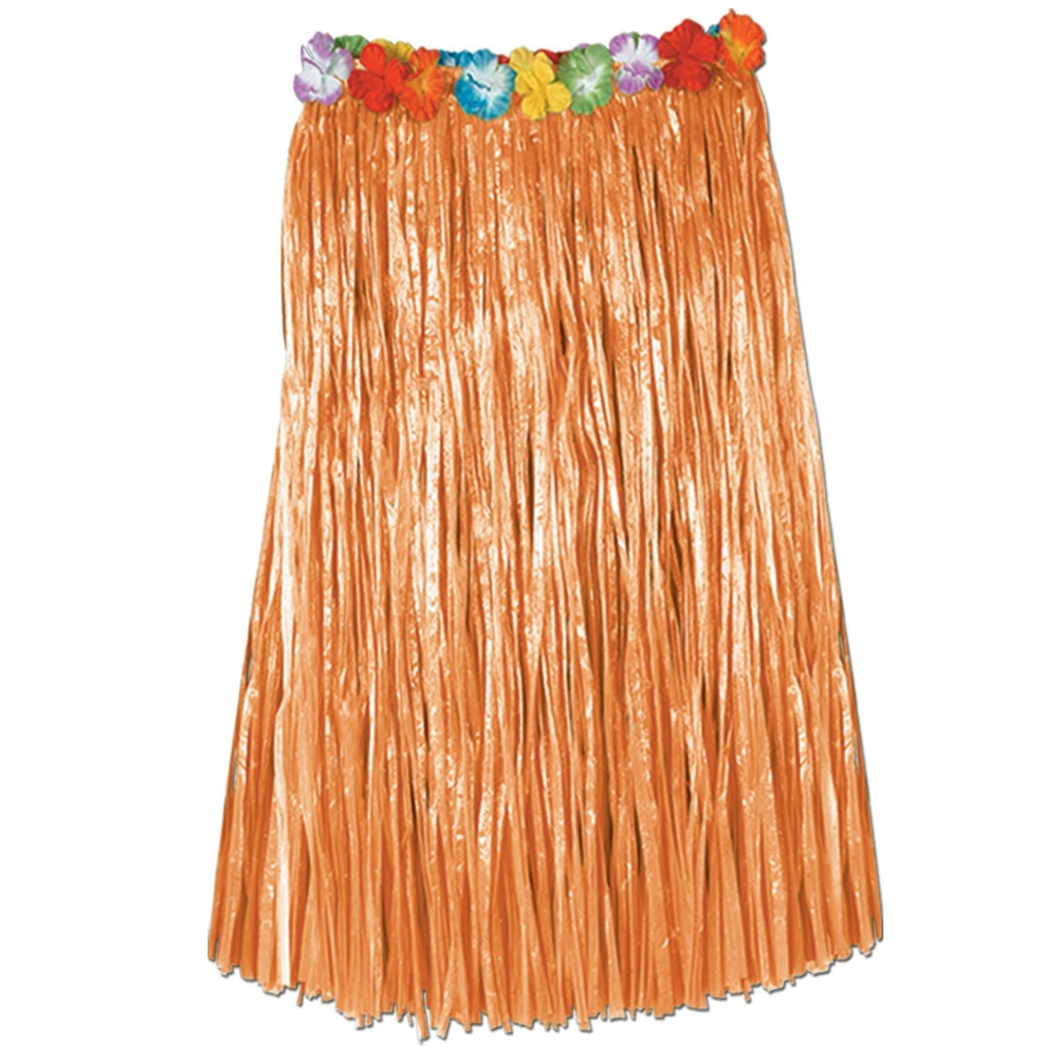 12 Pack Beistle Adult Artificial Grass Hula Skirt - Natural Green with Floral Waistband - Perfect for Luau Parties, Hawaiian Themed Events & Costumes