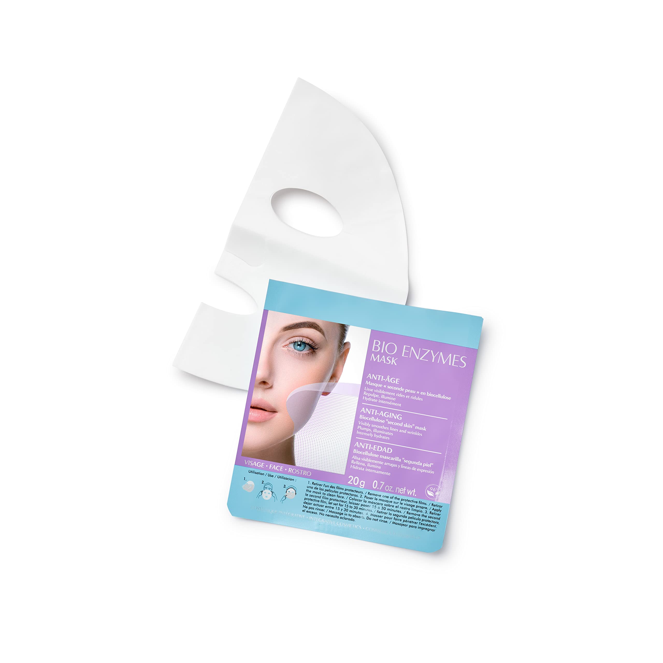 Talika Bio Enzymes Anti-Aging Face Mask - Biocellulose Hydrating Sheet Mask for Wrinkles & Fine Lines - Skin Smoothing Treatment with Second Skin Effect - 12g - Perfect for Night Routine & Spa Days