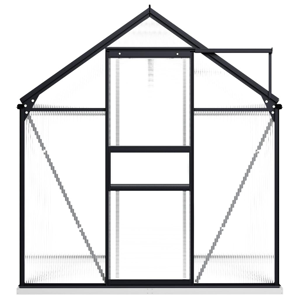 Premium vidaXL Greenhouse with Base Frame - Anthracite Aluminum, 212.9 ft³ Spacious Interior, Durable Polycarbonate Panels | UV Resistant & Thermal Insulated | Sturdy Aluminum Construction for Year-Round Gardening - Perfect for Growing Vegetables, Flowers & Herbs in All Seasons