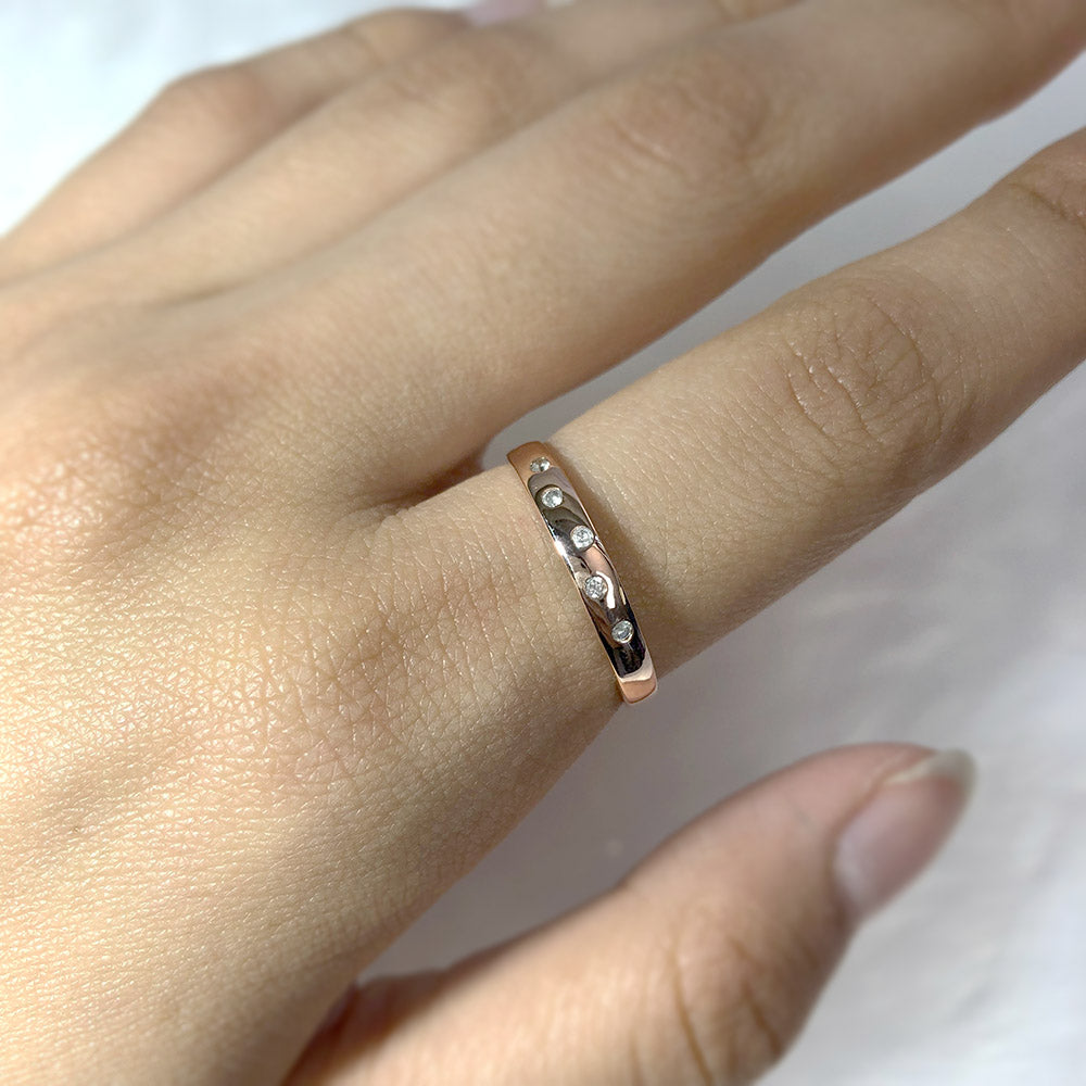 9ct Rose Gold 0.05 Carat Diamond Ring with 5 Brilliant Cut Diamonds - Elegant Engagement Ring for Women, Perfect for Proposals, Anniversaries & Special Occasions