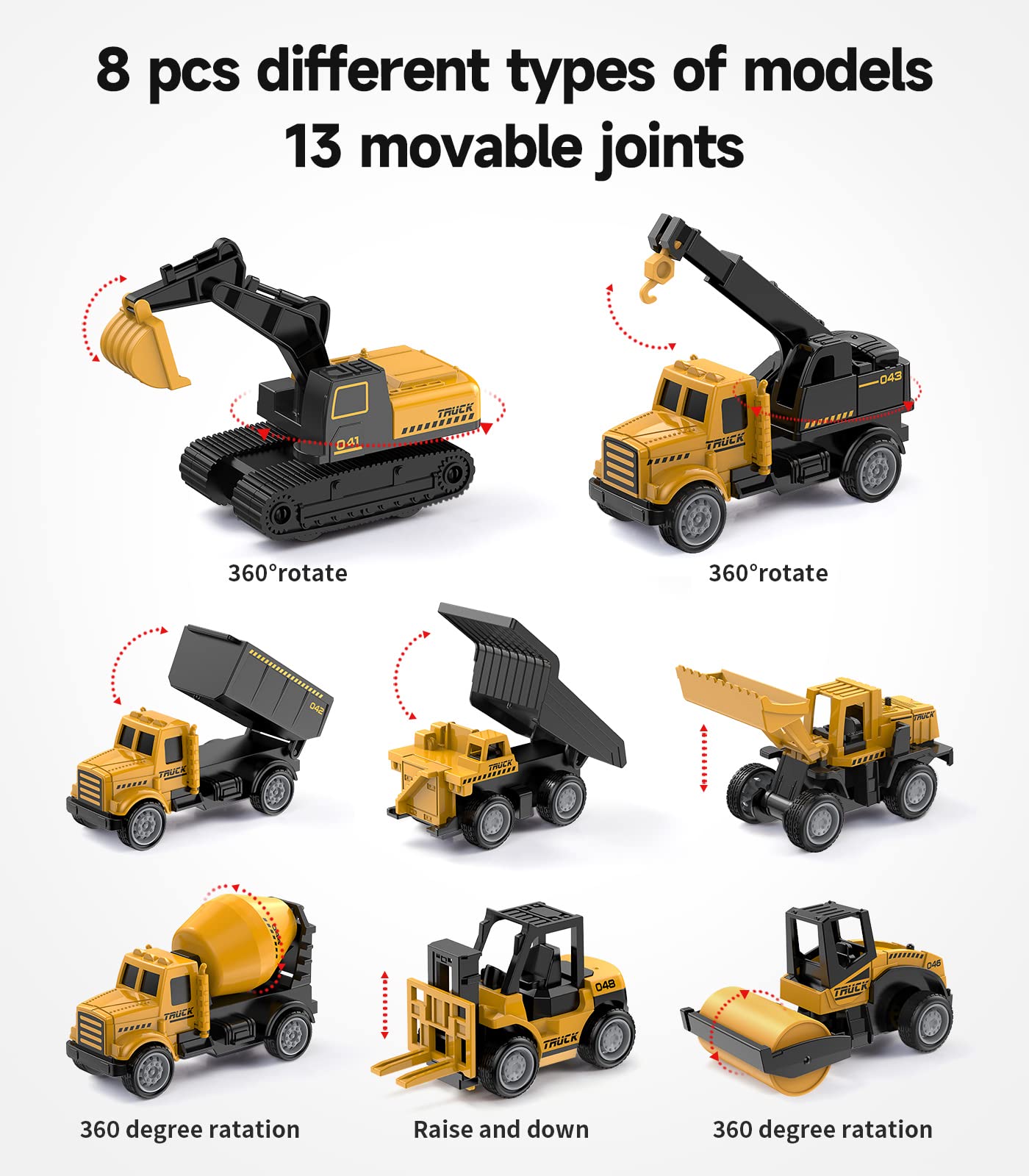 Geyiie Alloy Mini Construction Vehicles Set - Die Cast Small Bulldozer, Excavator & Dump Truck Toys - Heavy Duty Metal Construction Toy Cars for Kids & Toddlers - Perfect for Outdoor Play, Easter Gifts & Construction Theme Parties