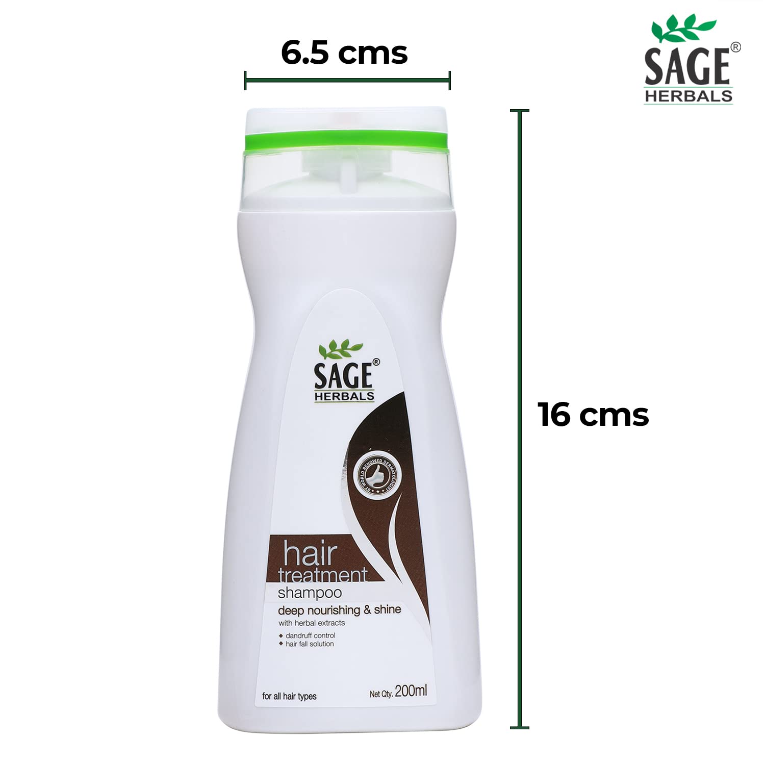 Sage Herbal Hair Treatment Shampoo for Hair Fall Control & Dandruff Prevention | Deep Nourishing Formula for Healthy Hair Growth & Shine | 200ml | Perfect for Daily Use & Scalp Care