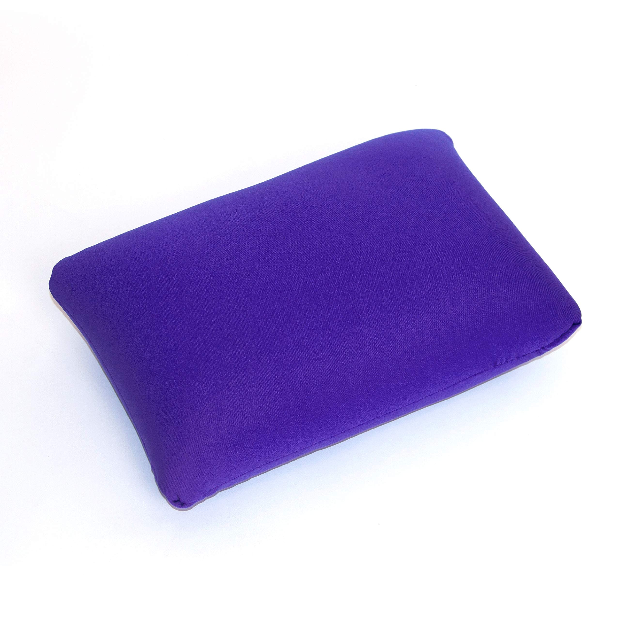 Microbead Travel Neck Pillow for Airplane - 13.5 x 10 Inches Squishy Rectangle Cushion, Flexible & Comfortable Support (Purple) - Perfect for Long Flights, Road Trips & Office Naps