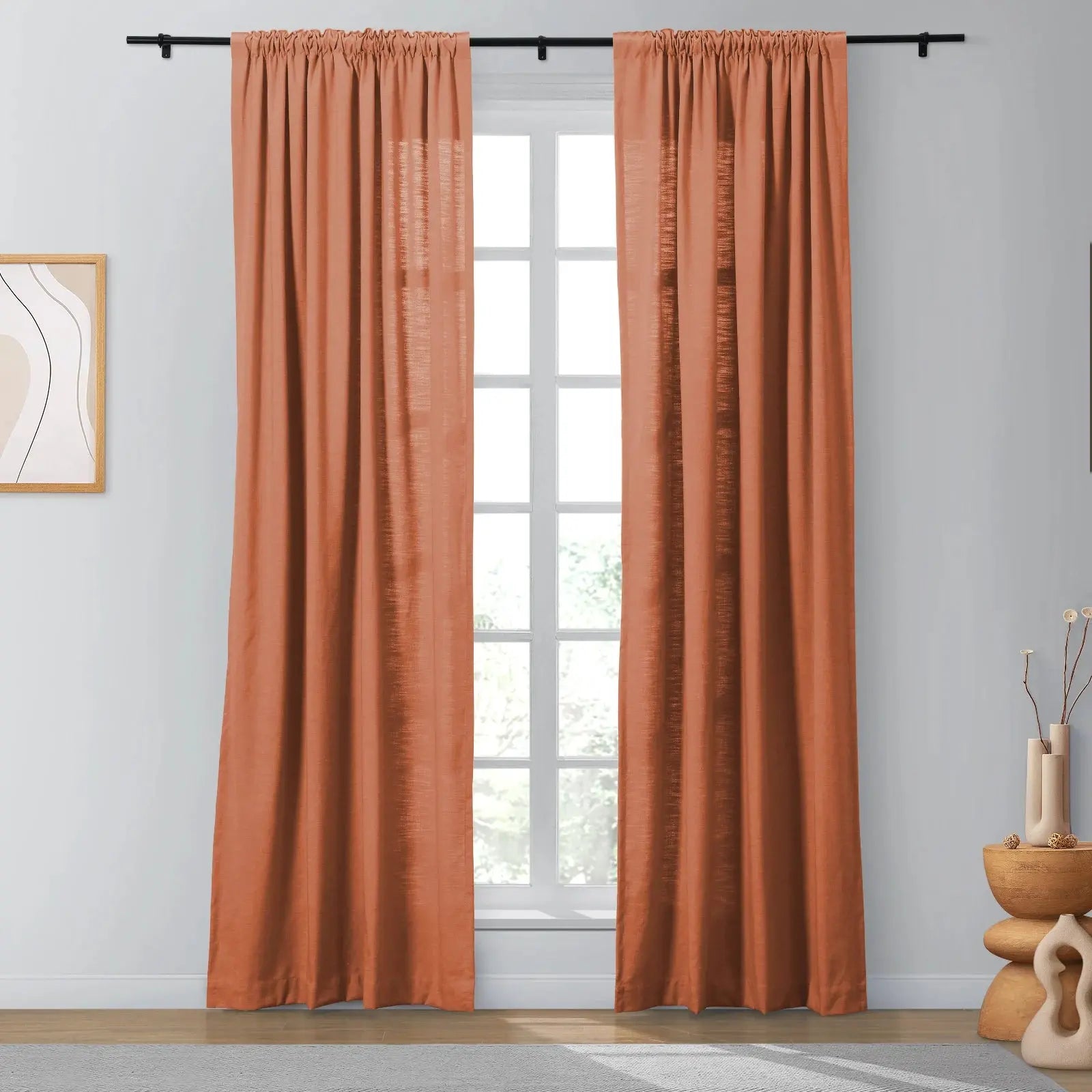 Isabella Heavyweight Cotton Blackout Curtains - Soft Top Thermal Insulated Drapes for Living Room & Bedroom - Noise Reducing & Energy Saving Window Treatments