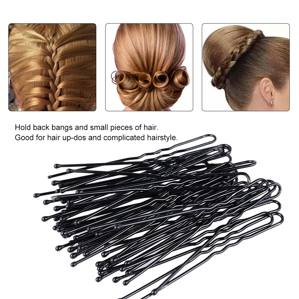 300Pcs U-Shape Bobby Pins - No Slip Grip Hair Clips for Women (6.5cm/2.56in) - Black Hair Accessories for Styling, Updos & Everyday Use - Layfoo