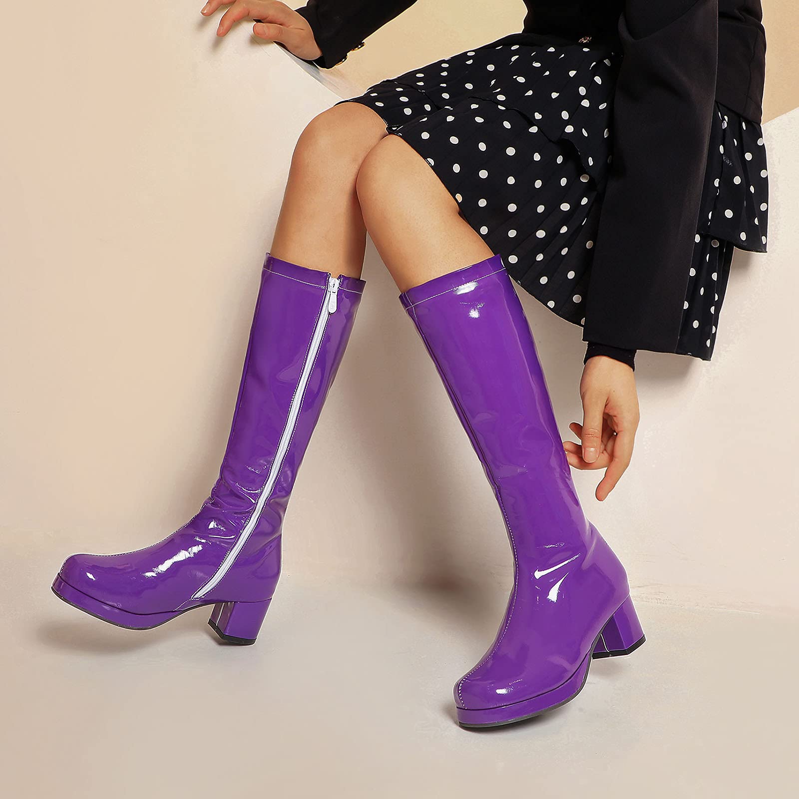 MeiLuSi Women's Knee High Boots - Fashionable Side Zipper Glitter Winter Boots for Women | Perfect for Party, Night Out & Cold Weather Wear