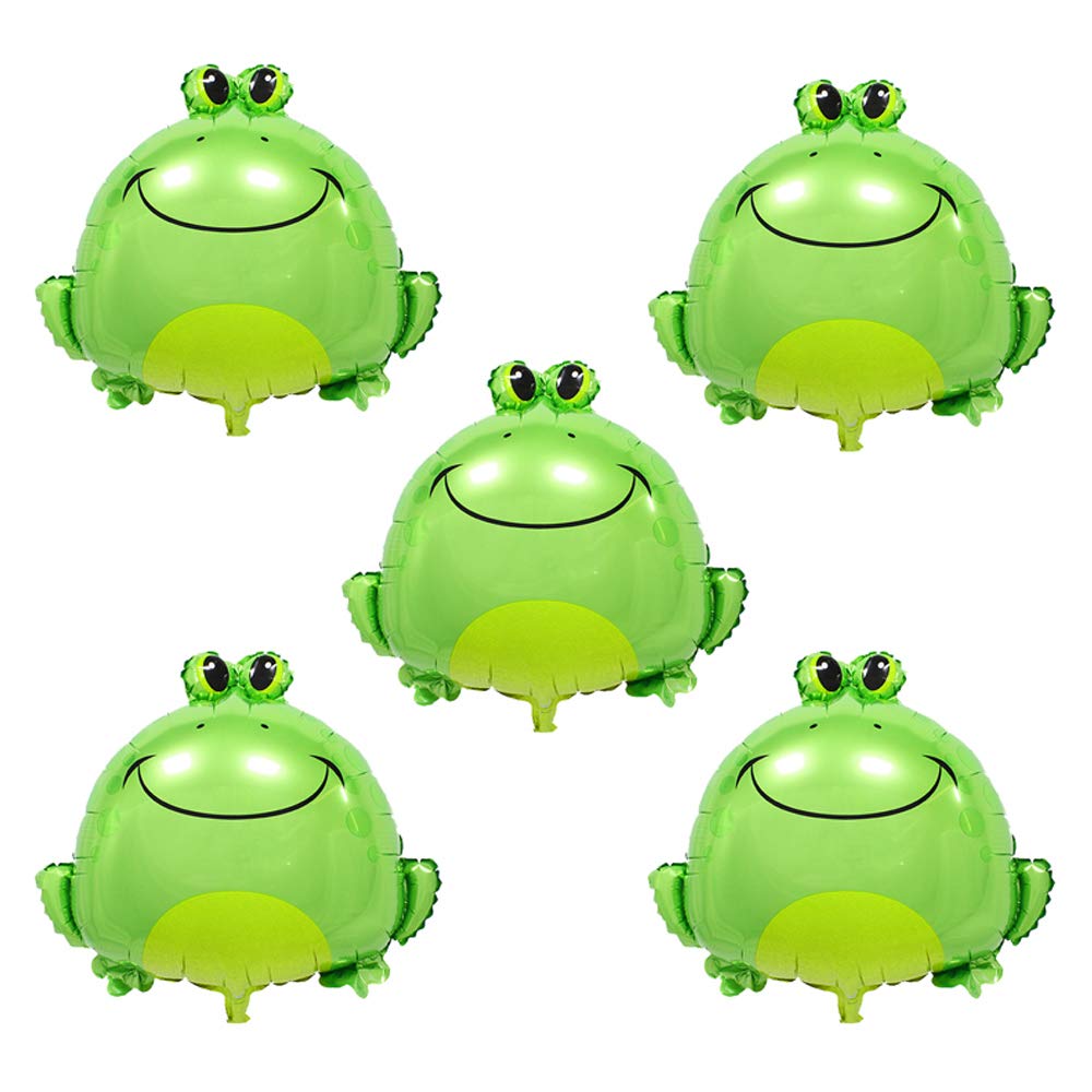 Large Green Frog Foil Balloons (25.6 Inch, 5PCS) - Cute Inflatable Mylar Frog Balloons for Baby Showers, Animal Themed Parties, Birthday Decorations - Perfect for Jungle-Themed Events, Kids' Room Decor, and Outdoor Celebrations