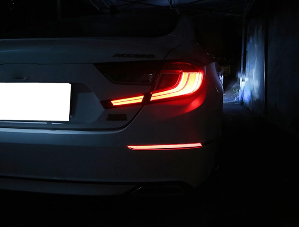 iJDMTOY Red LED Bumper Reflector Lights for 2018-2022 Honda Accord Sedan - Tail/Brake Lights, Turn Signals & Rear Fog Lamps - High Visibility Safety Upgrade for Night Driving & Bad Weather Conditions