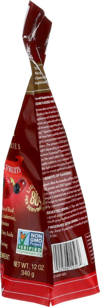 Organic Ground Flaxseed with Berries - 12 Oz | Spectrum Essentials | High in Omega-3 & Fiber | Perfect for Smoothies, Yogurt & Baking | Gluten-Free Superfood