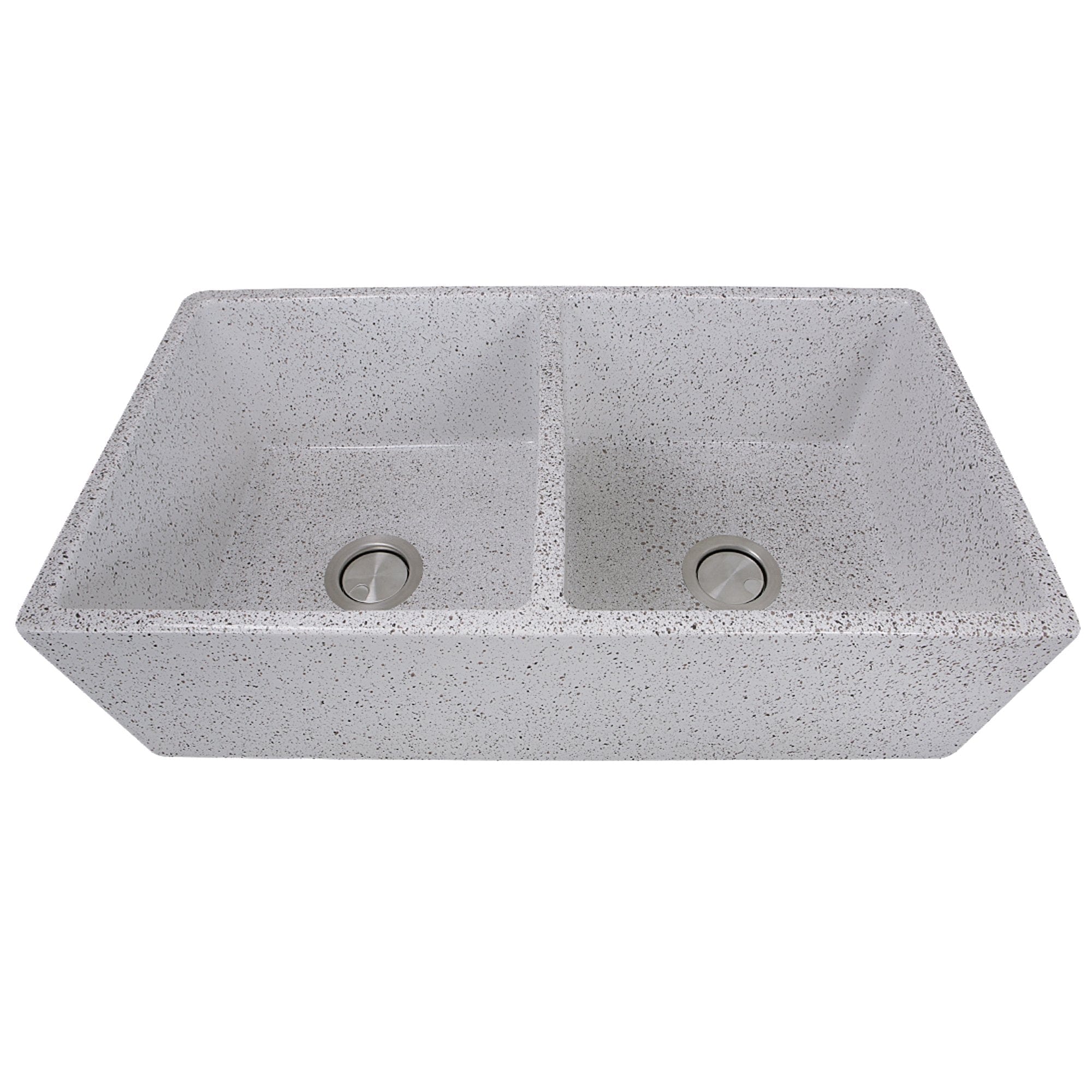 33-Inch Nantucket Double Bowl Farmhouse Fireclay Kitchen Sink with Pietra Sarda Finish - FCFS3318D | Perfect for Rustic & Modern Farmhouse Kitchens
