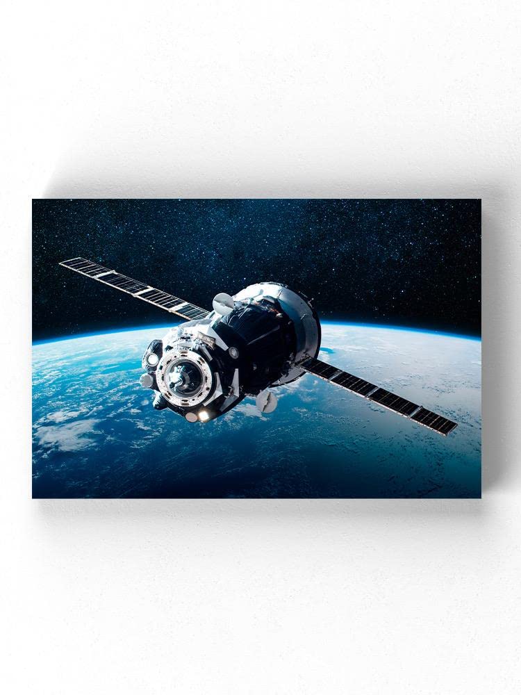 Space Cargo Craft & Earth Canvas Wall Art - Stunning Galaxy & Planet Decor for Living Room, Bedroom & Office