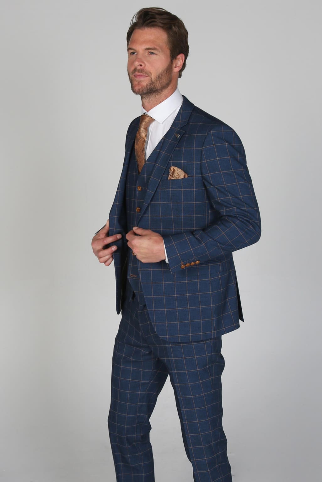 Hamleys Navy Blue Men's Three Piece Suit | Formal Business Attire | Perfect for Weddings, Office & Special Occasions