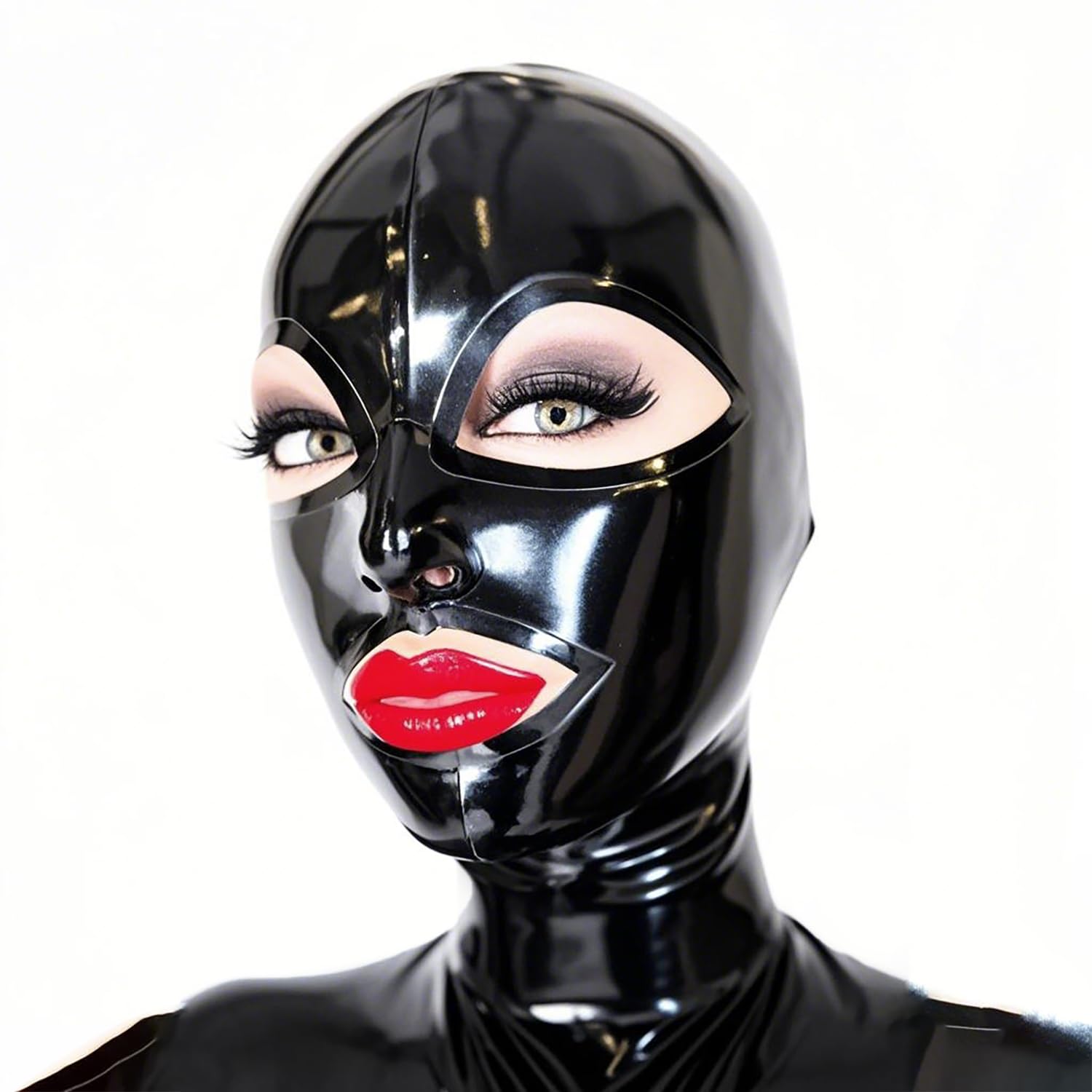 100% Latex Full Face BDSM Mask with Zipper - Sexy SM Mask for Cosplay, Fetish Parties & Role Play - Perfect for Halloween, Adult Play & BDSM Scenes