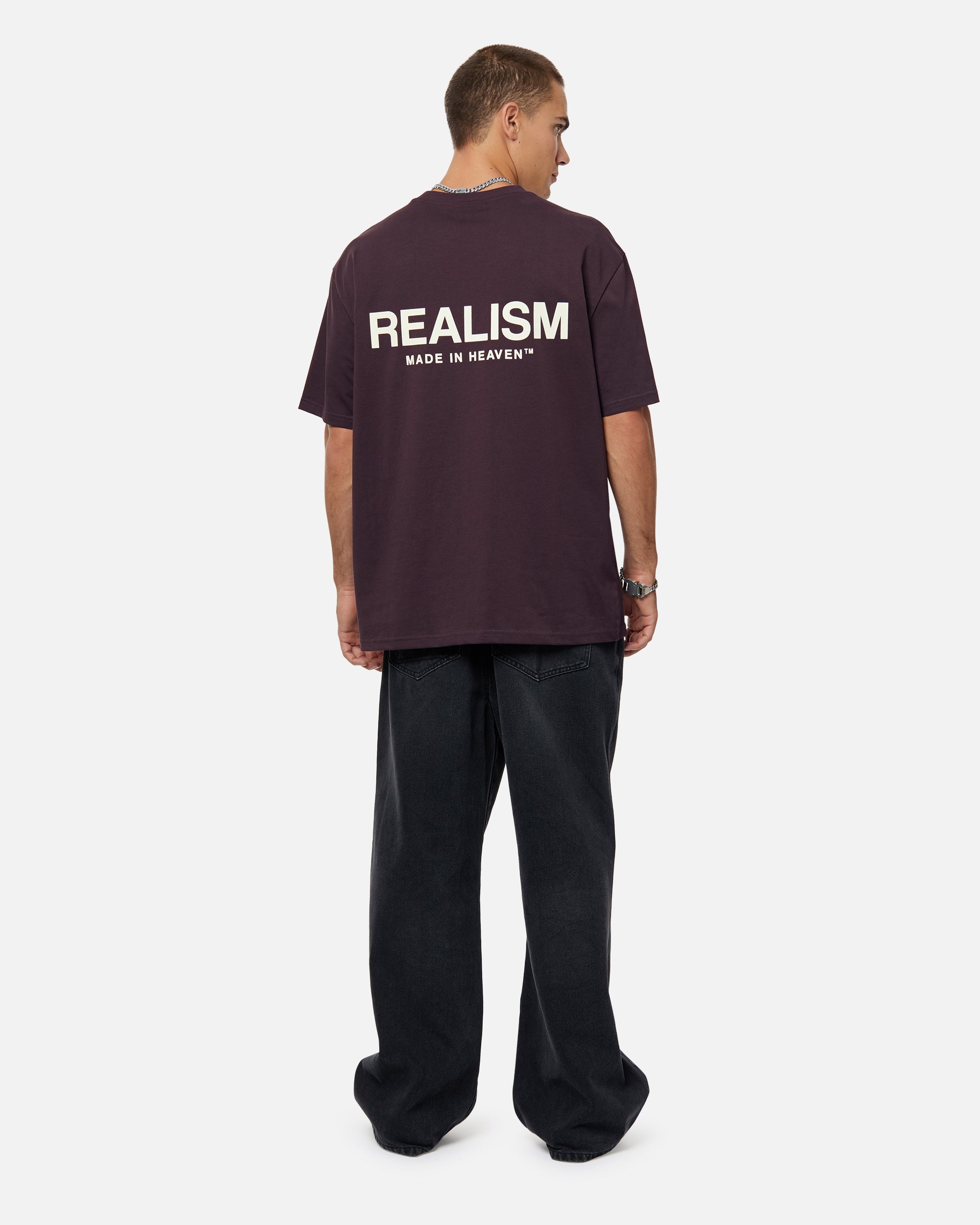 SSS Realism Heaven Logo Tee - Soft Plum Cotton T-Shirt for Men | Casual Streetwear & Everyday Comfort