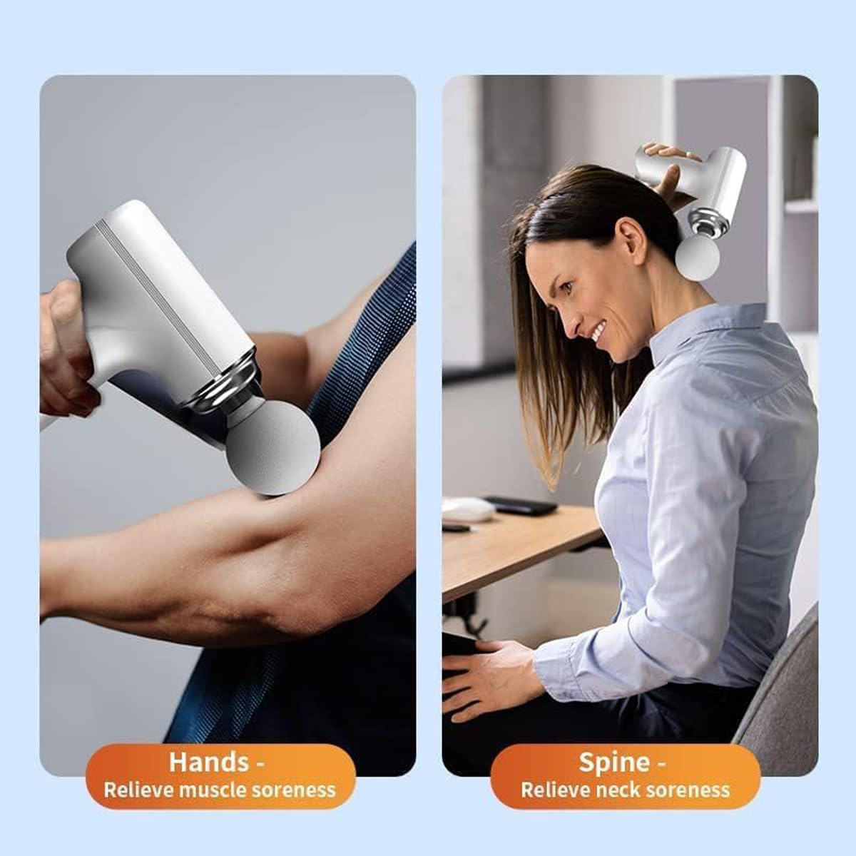 Deep Tissue Massage Gun - Portable Percussion Muscle Massager with 6 Speed Levels & 4 Interchangeable Heads - Mini Massage Device for Back, Neck, Shoulder Pain Relief - Perfect for Post-Workout Recovery & Home Therapy (White)