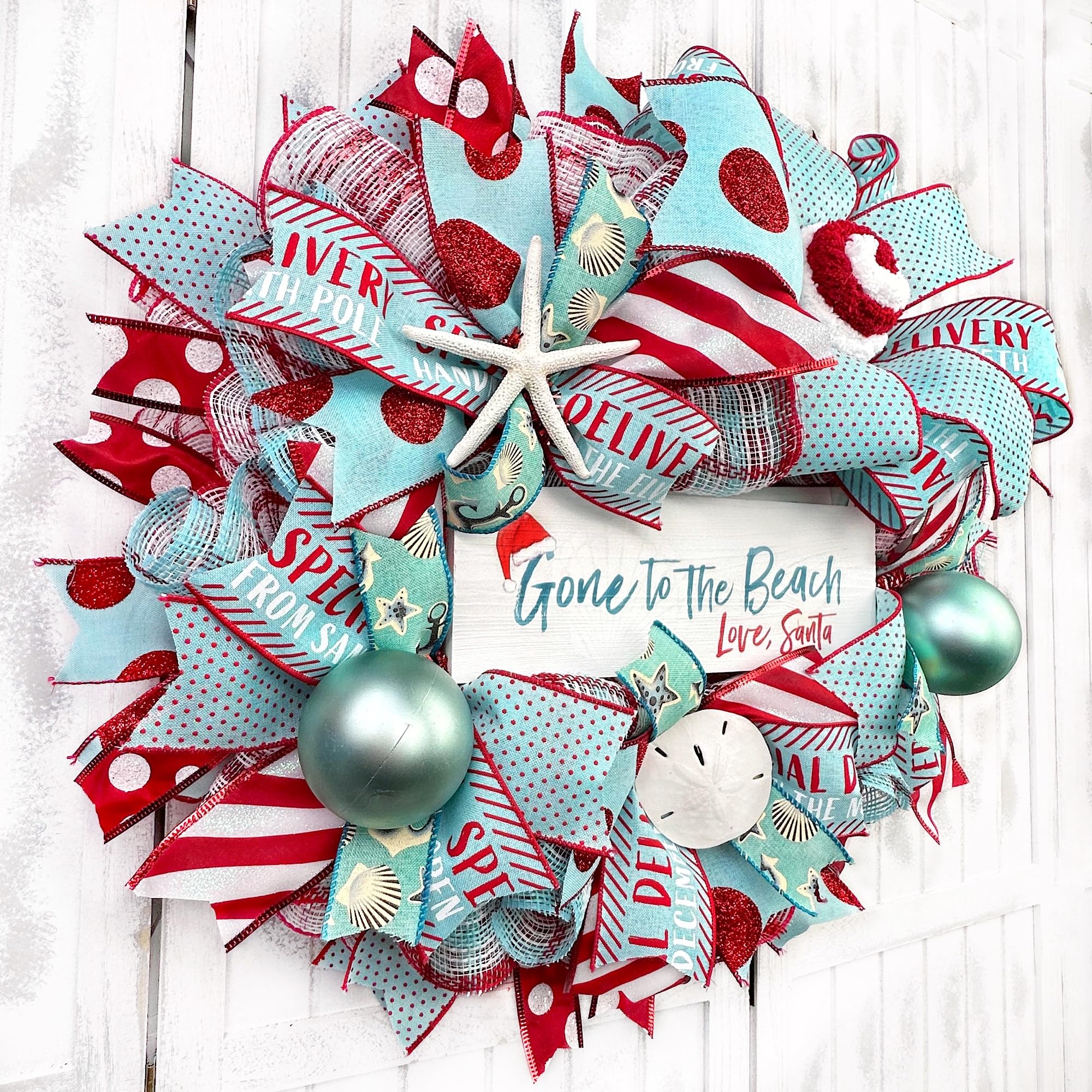Handmade Coastal Christmas Wreath - Nautical Beach Decor with Sand Dollar, Starfish & Rope Knots - Perfect for Holiday Door Decor, Beach House Christmas, and Coastal-Themed Holiday Parties