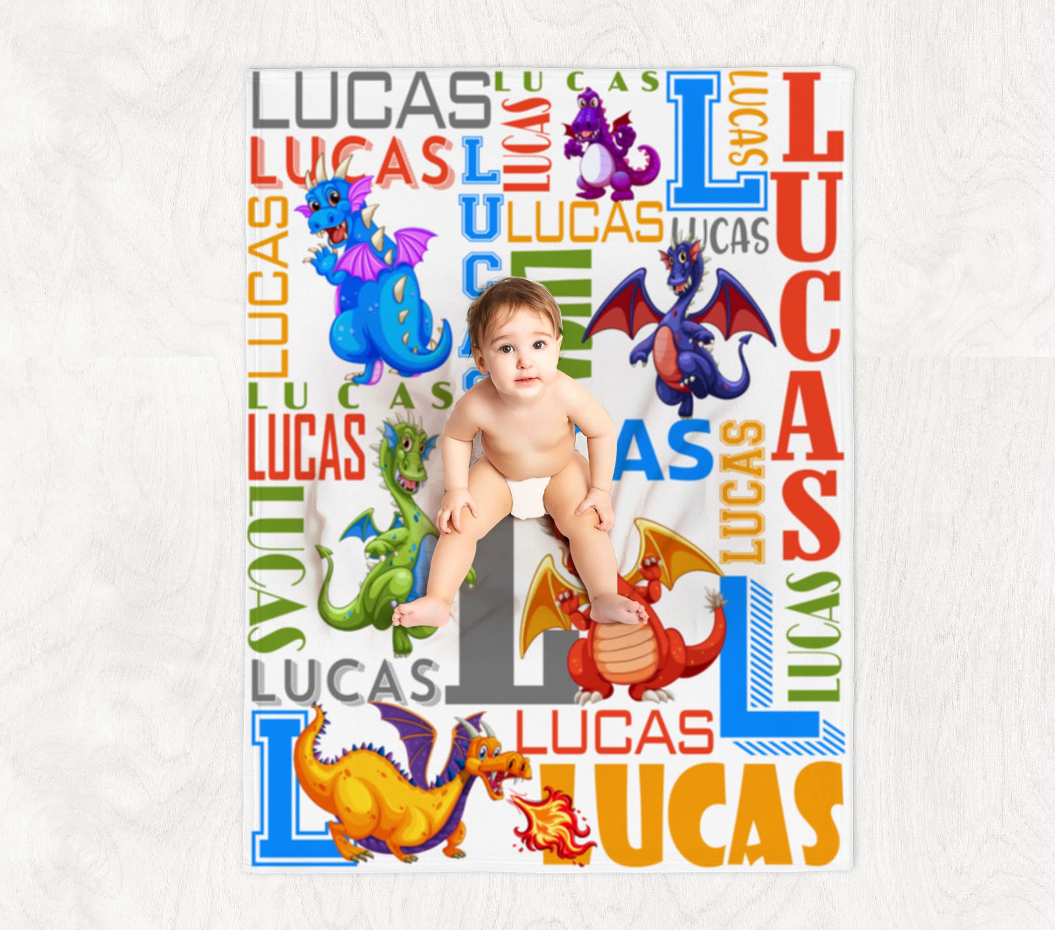 Personalized Baby Boy Blankets with Name - Custom Cozy Plush Fleece Blanket for Newborns & Toddlers - Unique Baby Shower & Birthday Gift Idea - Perfect for Nursery, Stroller & Photo Shoots