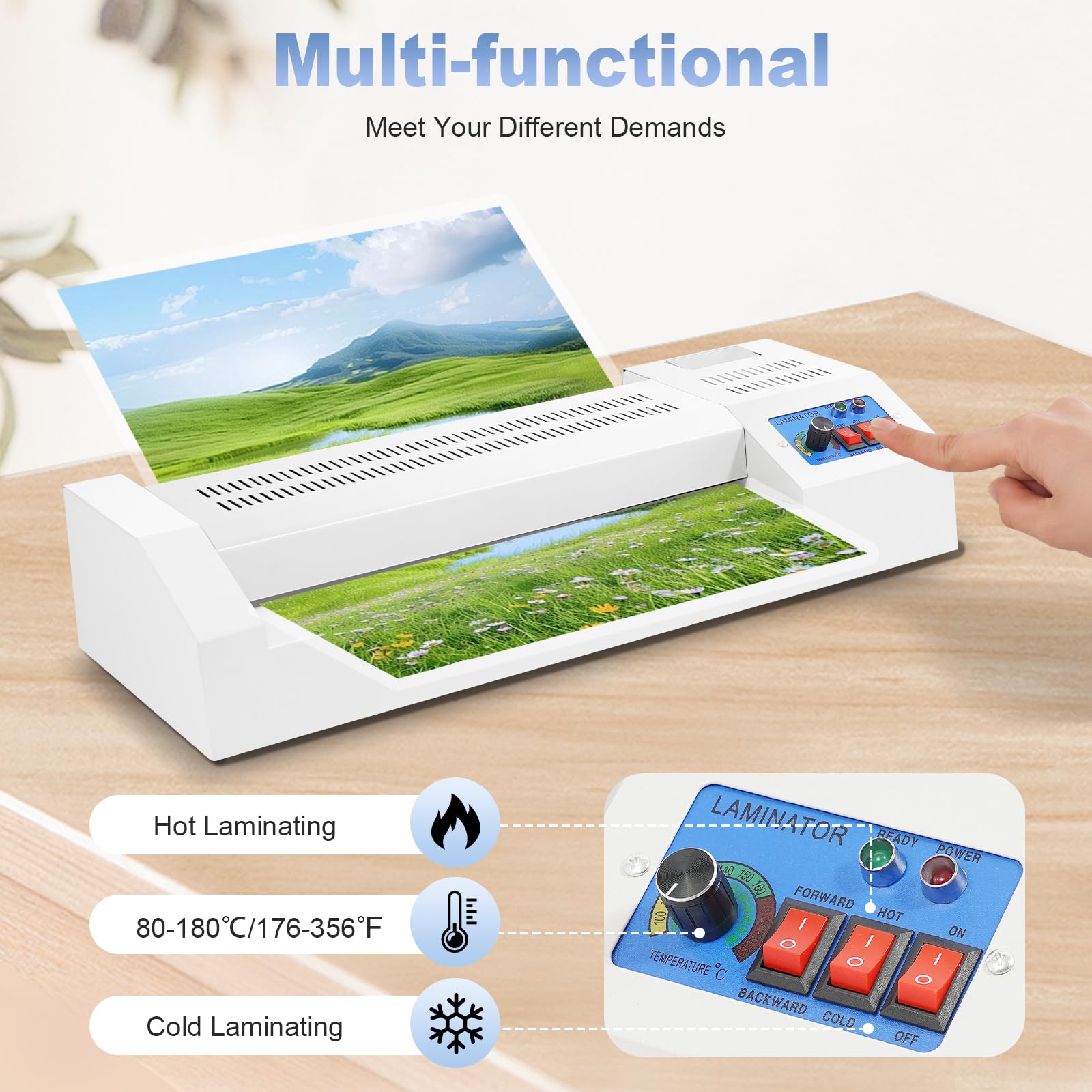 A3 A4 Hot & Cold Film Laminator Machine - 13 Inch Thermal Laminating Equipment with Roller System for Home & Office Use | Perfect for Document Protection, Photo Preservation, and Craft Projects