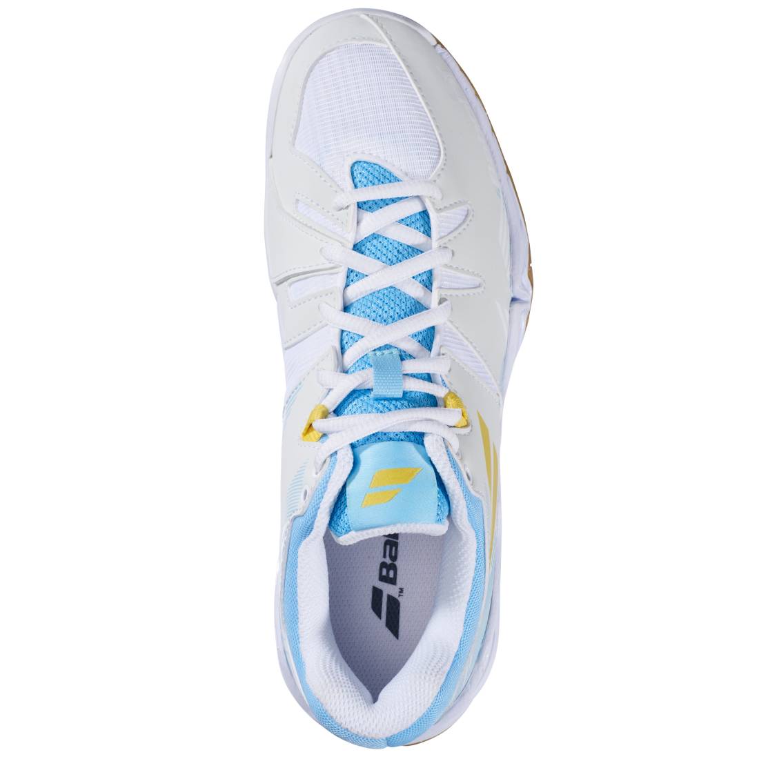 Babolat Shadow Spirit Women's Indoor Court Shoes - Lightweight Tennis Shoes for Women with Cushioning & Support (White/Light Blue) | Perfect for Indoor Tennis, Badminton & Squash Games
