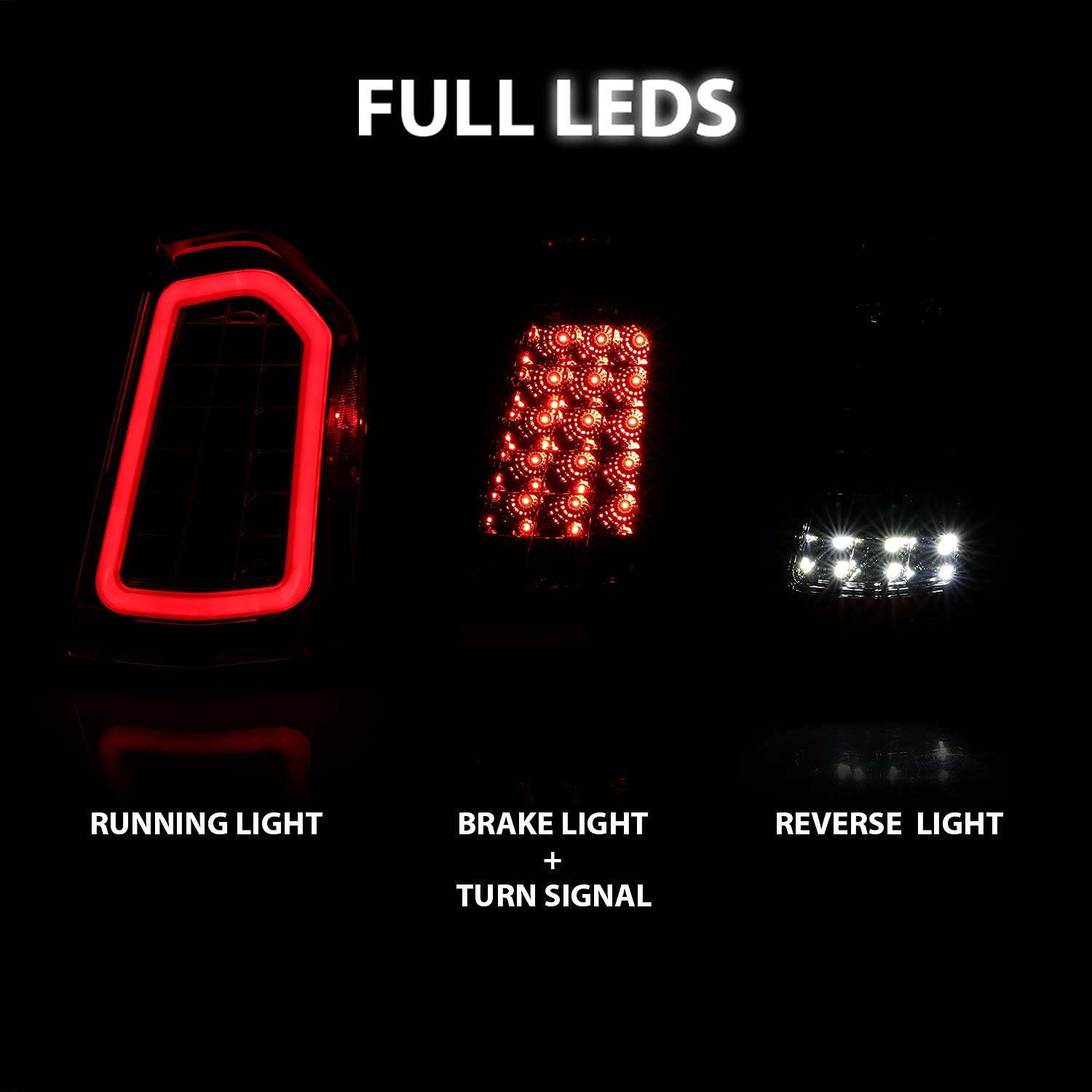 AmeriLite Chrome Full Intense LED Parking Light Bar - Brake & Reverse Tail Lights for 2011-2014 Chrysler 300 | Durable & Bright LED Lights for Night Driving & Enhanced Safety