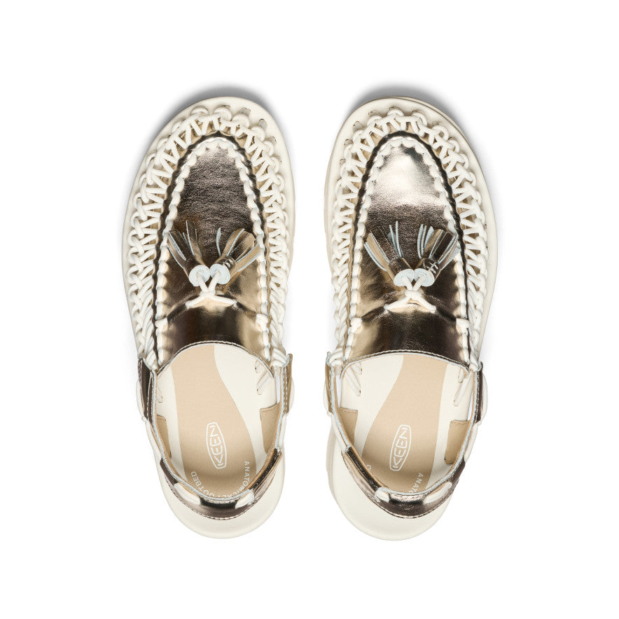 Unisex UNEEK PLT Tassel Sneakers - Champagne Gold & Star White | Trendy Casual Shoes for Men & Women | Perfect for Streetwear, Daily Wear & Fashion Outfits