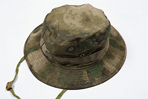 DLP Tactical Camo Boonie Hat - Military Style Sun Hat for Outdoor, Hiking, Hunting & Fishing - Adjustable Chin Strap & UPF 50+ Sun Protection