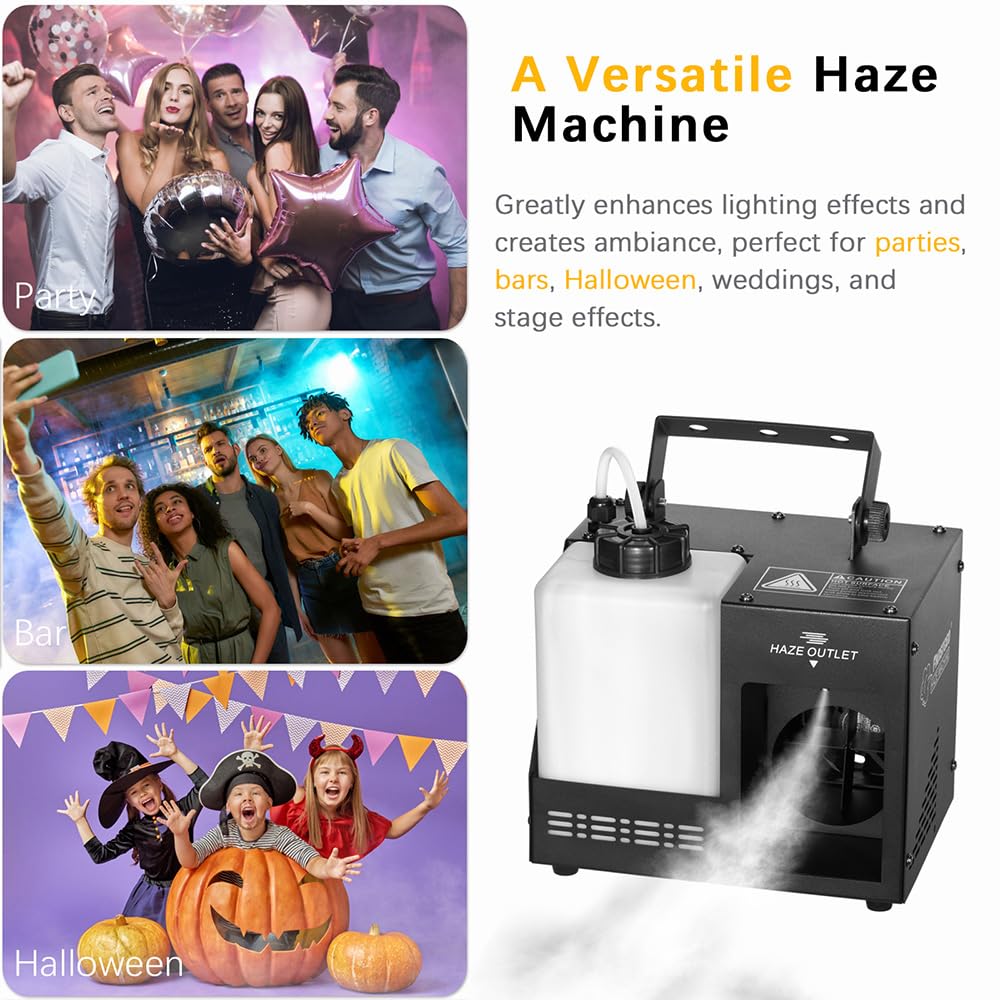 Professional Haze Machine with Wireless Remote & DMX Control - Continuous Fog Machine for DJ Light Shows, Stage Effects, Halloween Parties & Home Theater