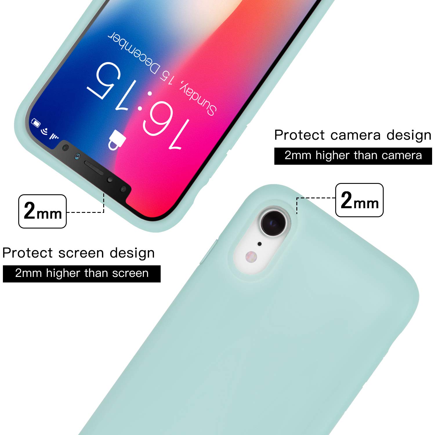 JASBON Soft Liquid Silicone Case for iPhone XR - Shockproof Protective Cover with Raised Edges, Slim Fit & Non-Slip Grip (Sea Green) - Perfect for Everyday Use, Work & Travel