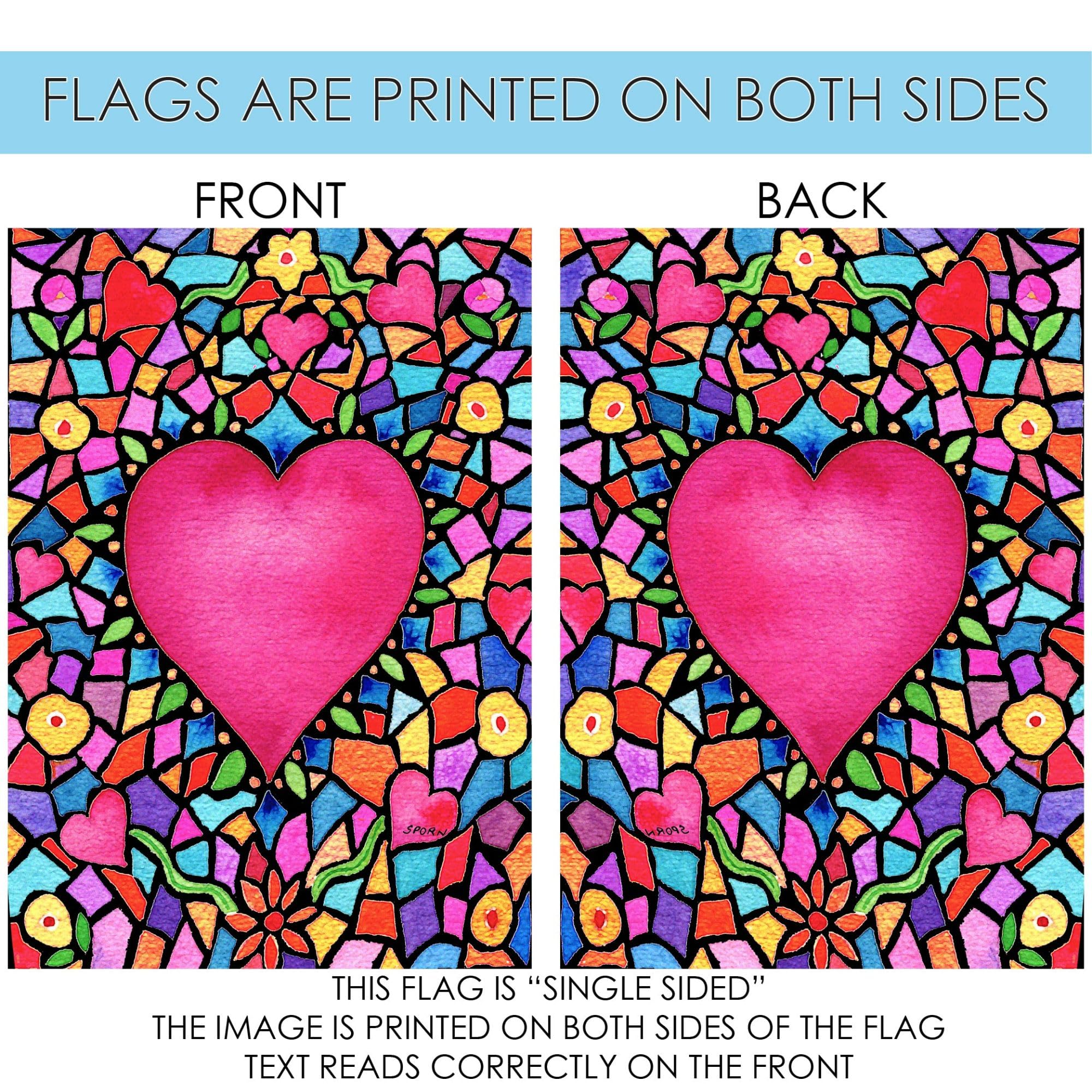 Toland Home Garden 1110785 Double Sided Valentine's Day Garden Flag - 12x18 Inch Kaleidoscope Heart Outdoor Yard Decoration for House, Porch & Lawn - Perfect for Valentine's Day, Anniversaries & Romantic Home Decor