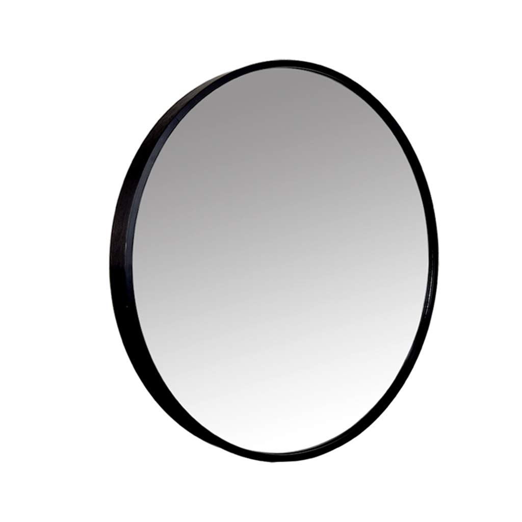 Rustic Modern Round Wall Mirror with Black Metal Frame - Bathroom, Entryway & Living Room Decor - Durable Dresser Mirror for Home Decor & Vanity Use