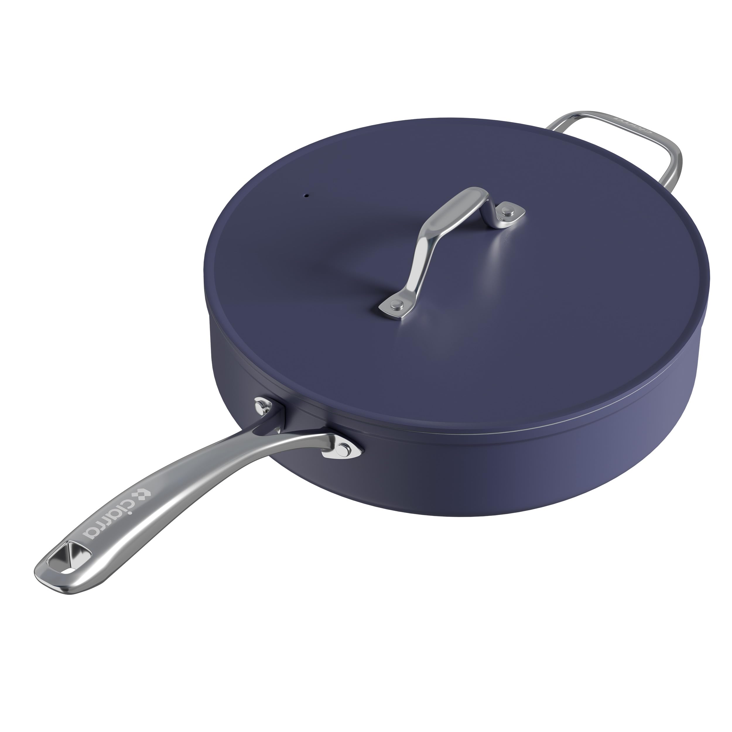 CIARRA 4.4 QT Nonstick Ceramic Saute Pan with Glass Lid - PFOA Free, Oven Safe to 450°F - Blue Deep Frying Pan for Gas, Electric & Induction Stovetops - Perfect for Searing, Frying & Sauteing Vegetables, Meat & Pasta