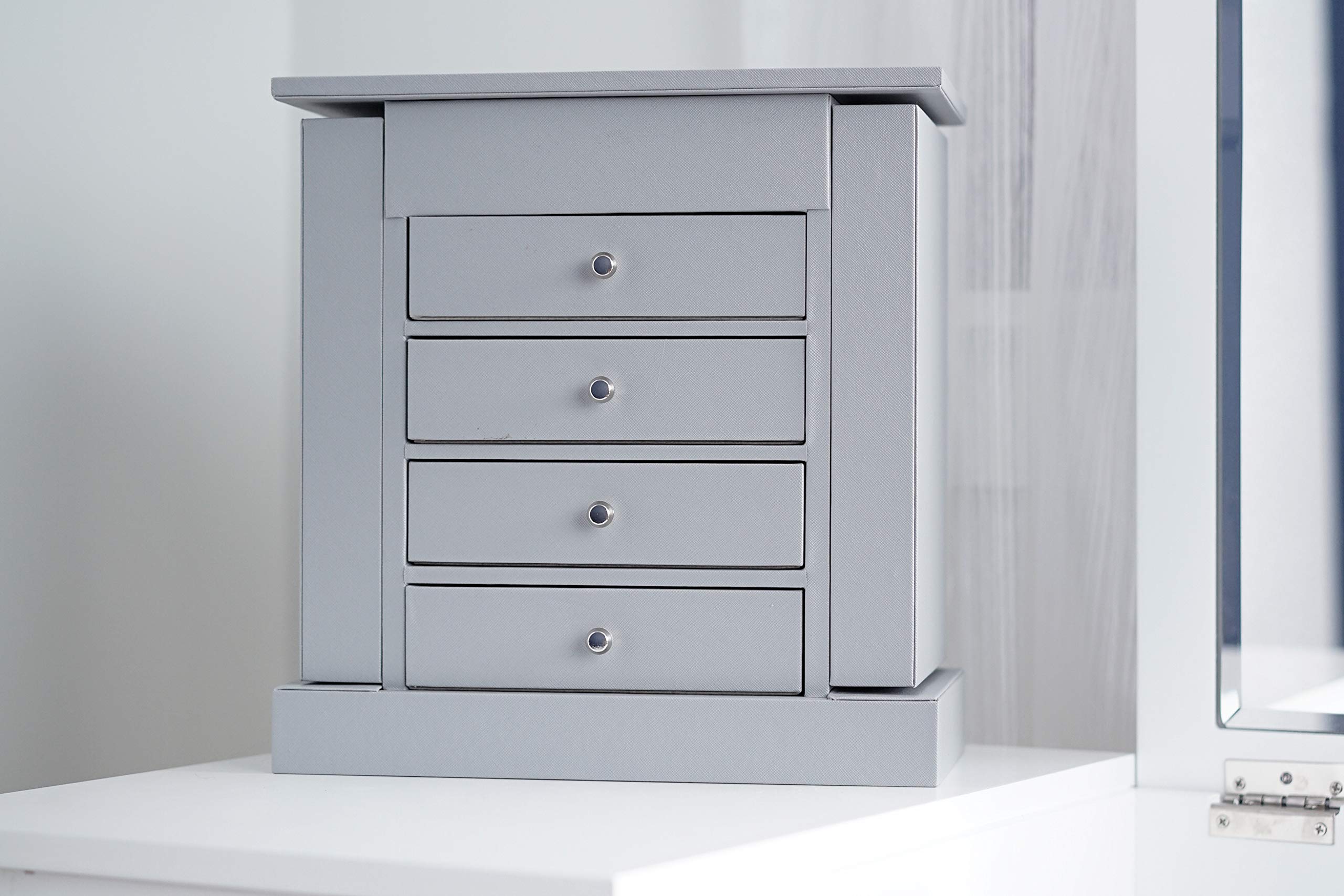 Layla Jewelry Box with Hives & Honey Design - Stylish Grey Jewelry Organizer for Women | Perfect for Bedroom, Vanity & Travel Storage