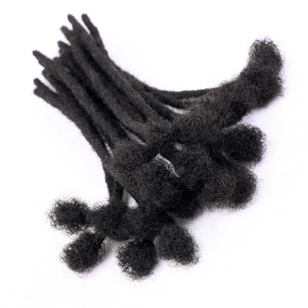 100% Real Human Hair Dreadlock Extensions for Women & Men - 0.4cm Thickness, 12 Inch, 10 Strands - Handmade Permanent Loc Extensions - Natural Black - Can Be Dyed & Bleached - Perfect for Boho, Festival, and Everyday Protective Hairstyles
