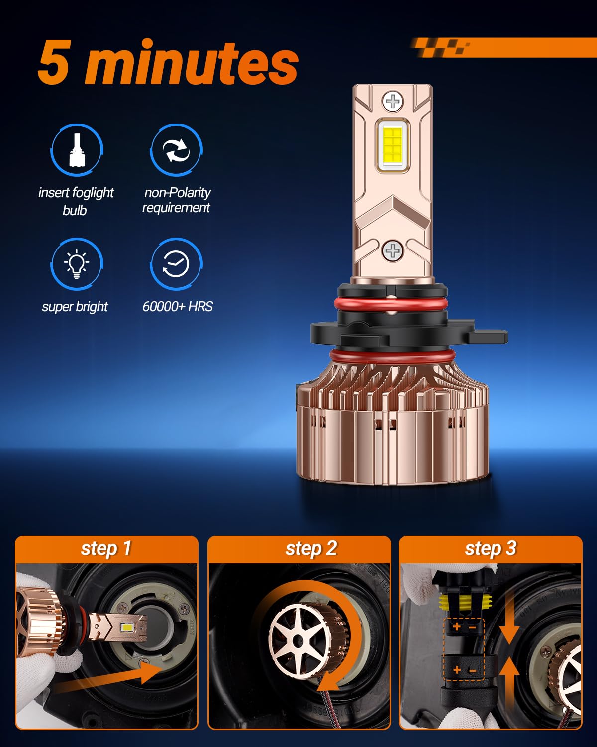 SEALIGHT X6S 9012/HIR2 LED Headlight Bulbs - 40,000LM 6000K Cool White Super Bright Fog Lights with 25,000RPM Cooling Fan - 1:1 OEM Design - Plug & Play - Pack of 2 - Perfect for Trucks, SUVs, and Off-Road Vehicles