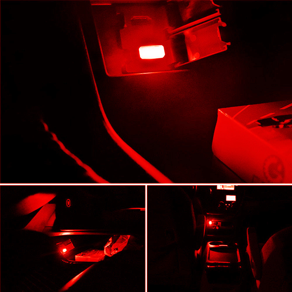 Brilliant Red USB Mini LED Car Interior Ambient Lighting Kit - Enhance Your Car's Atmosphere for Night Driving & Customization