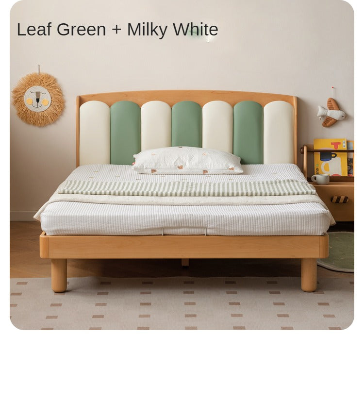 Solid Beech Wood Soft Single Kids Bed - Durable & Safe Children's Bedroom Furniture for Toddlers & Teens - Perfect for Bedrooms, Daycare, and Guest Rooms