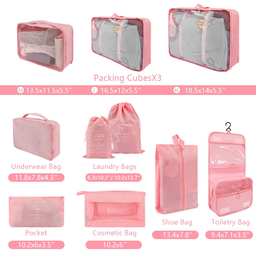 10-Piece Compression Packing Cubes Set - Travel Luggage Organizer Bags for Suitcase & Carry-On - Perfect for Business Trips, Vacations & Weekend Getaways