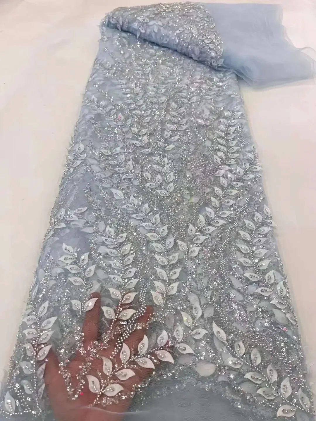 Serene Hill Gray One Shoulder Lace Up Beaded Luxury Ball Gown Wedding Dress 2025 | Custom Made Bridal Gown HM231074 | Perfect for Formal Weddings, Red Carpet Events & Evening Galas