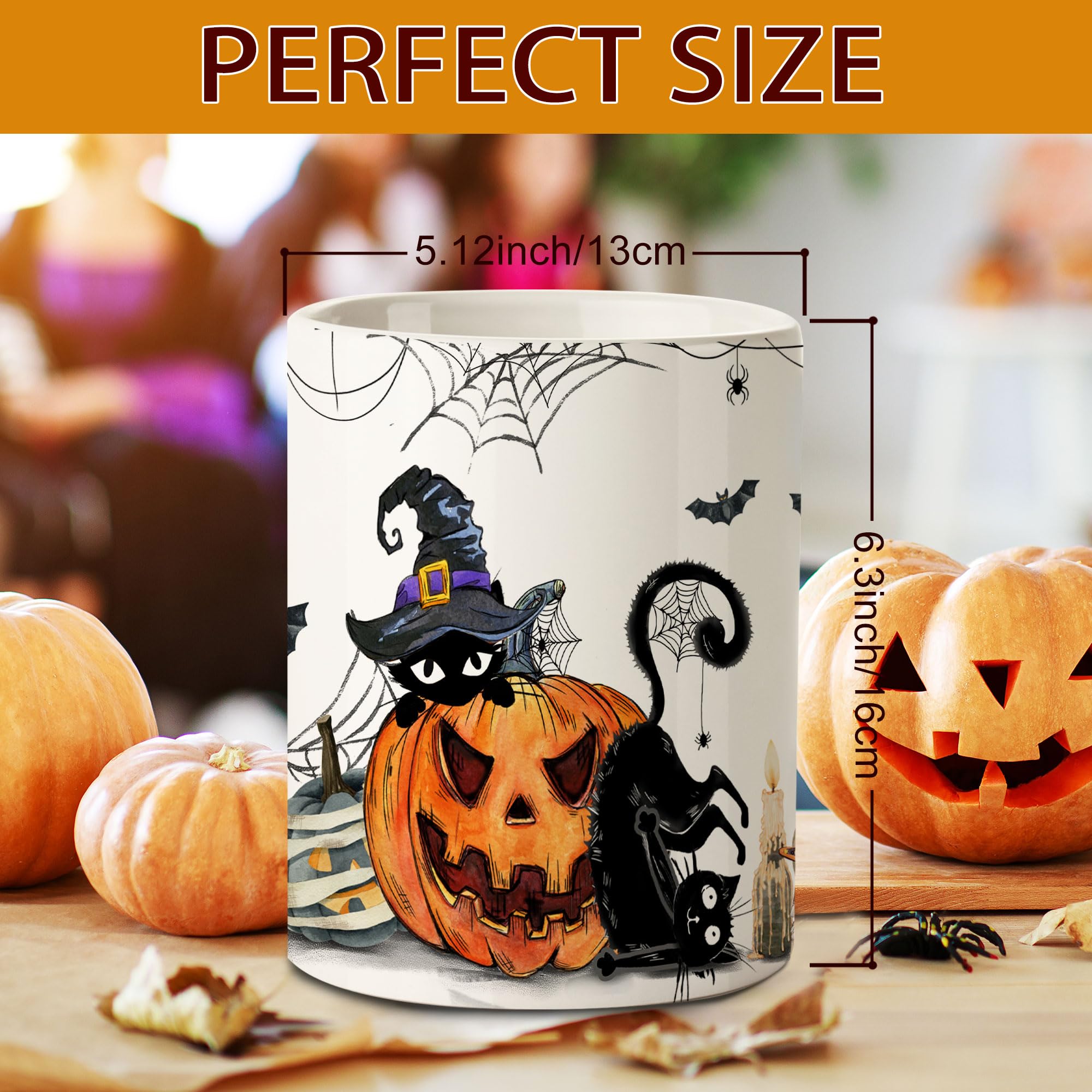 Halloween Ceramic Utensil Holder - 6.5in Cute Farmhouse Kitchen Decor for Halloween, Spooky Kitchen Utensil Organizer - Perfect for Halloween Party, Home Decor & Seasonal Kitchen Storage