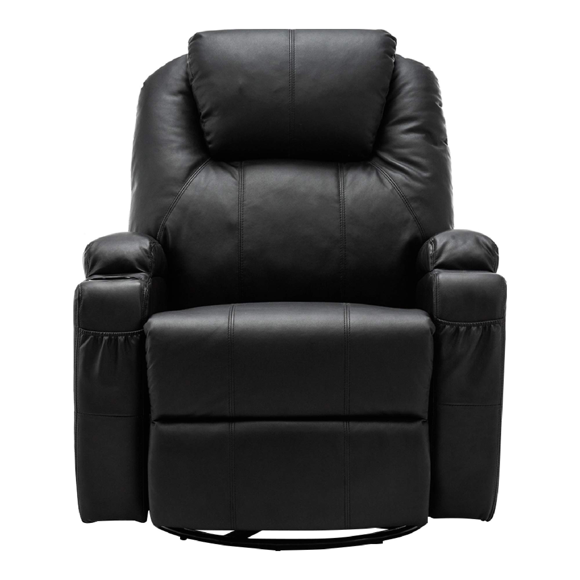 MCombo 360° Swivel Heated Massage Recliner Chair with Adjustable Settings - Black 7020BK - Perfect for Living Room, Home Theater, and Office Relaxation