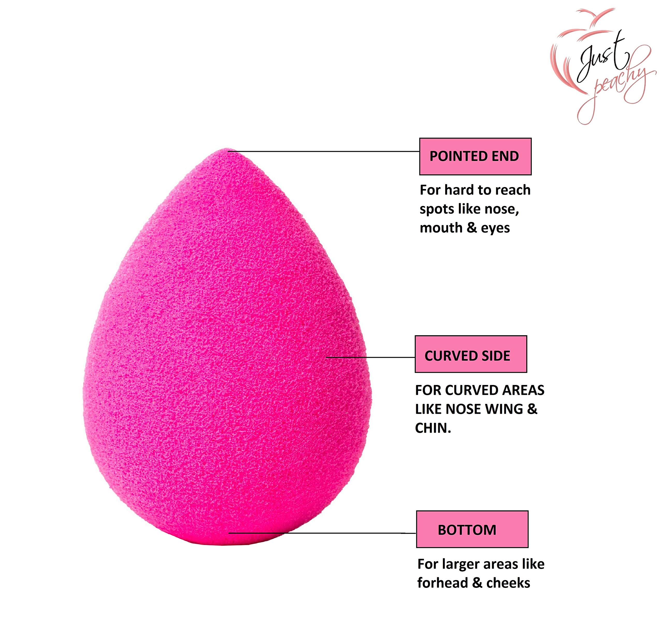 Just Peachy Beauty Blender Sponge - Pack of 2, Color May Vary - Soft Makeup Blending Sponge for Flawless Foundation & Concealer Application - Perfect for Liquid, Cream & Powder Cosmetics
