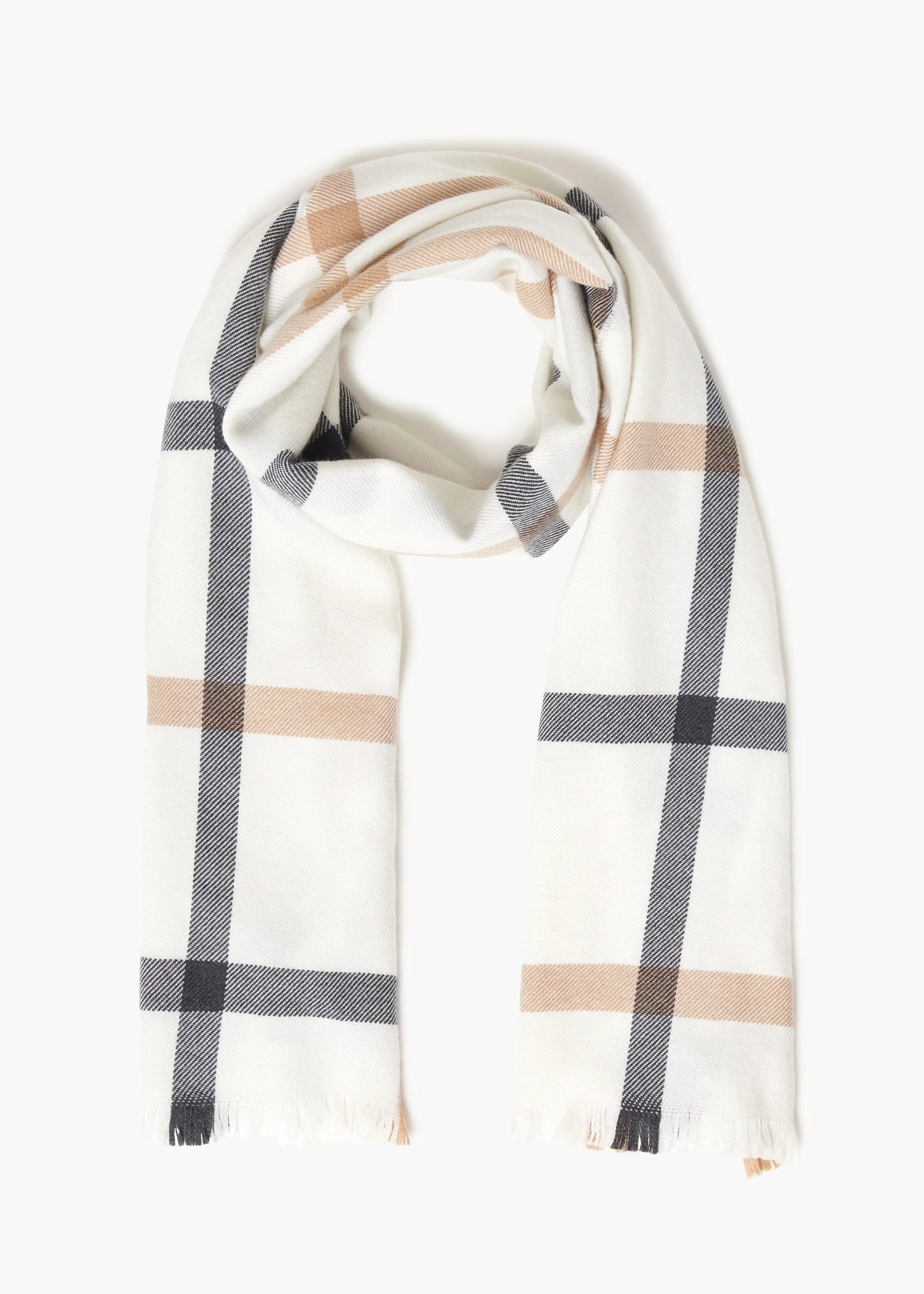 Foxford Giant Merino Wool Scarf - Soft Warm Winter Accessory, White & Neutral Stripe for Men & Women | Perfect for Cold Weather, Outdoor Activities & Fashion Layering