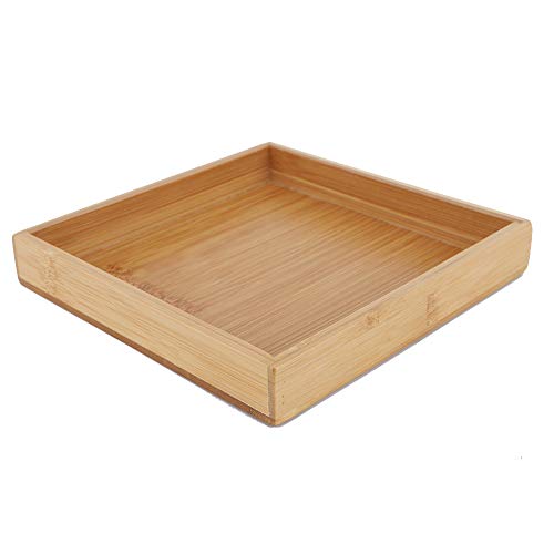 Premium Bamboo Serving Tray - 19.3x19.3x3 Inch Rectangular Breakfast Tray for Tea, Coffee, Snacks & Fruits | Durable Tea Tray with Storage Holder for Restaurants, Home, Office & Outdoor Use
