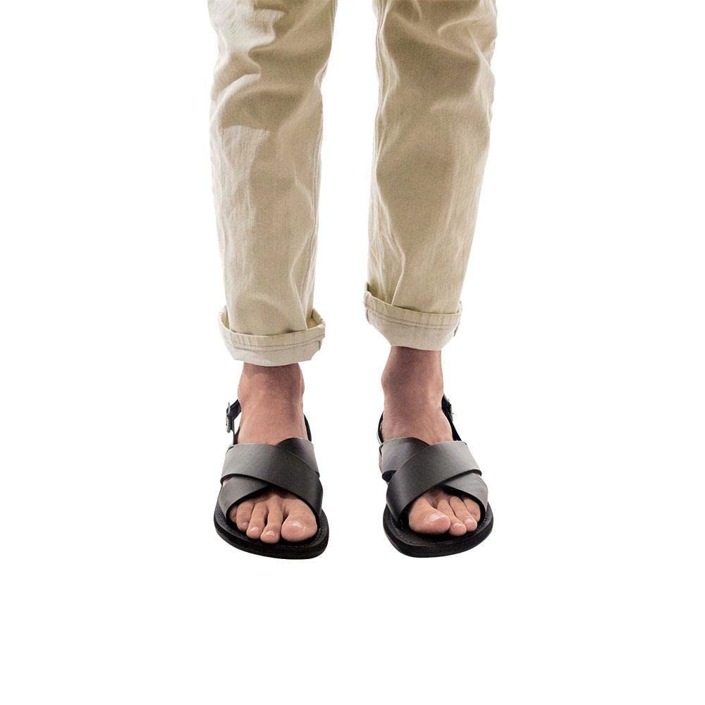 Men's Leather Thick Strap Sandals with Elan Buckle - Comfortable & Stylish for Summer, Beach, and Casual Wear