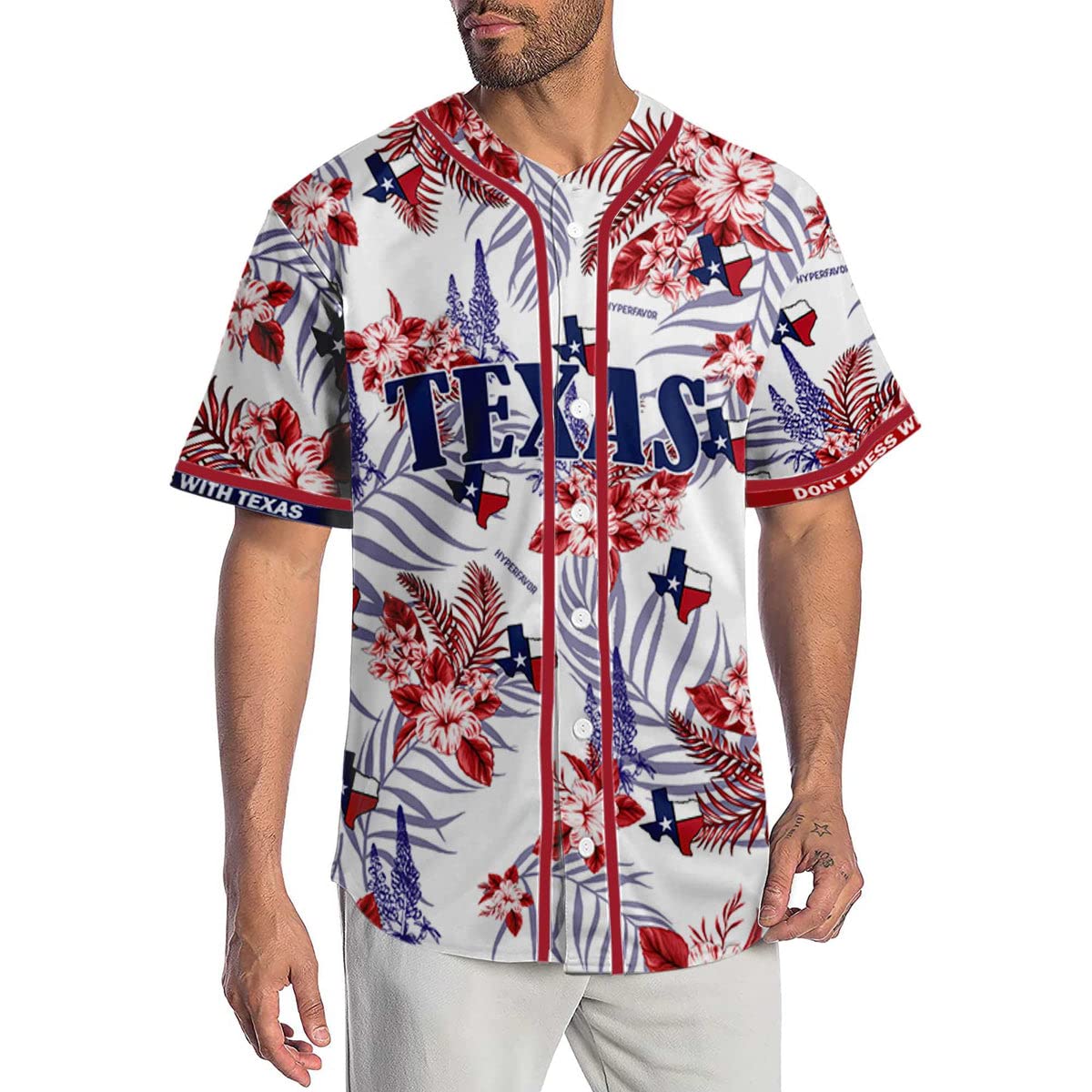 HYPERFAVOR Proud Texas Baseball Jersey for Men - Short Sleeve Texas State Shirt - Perfect for Game Day, BBQ & Patriotic Events