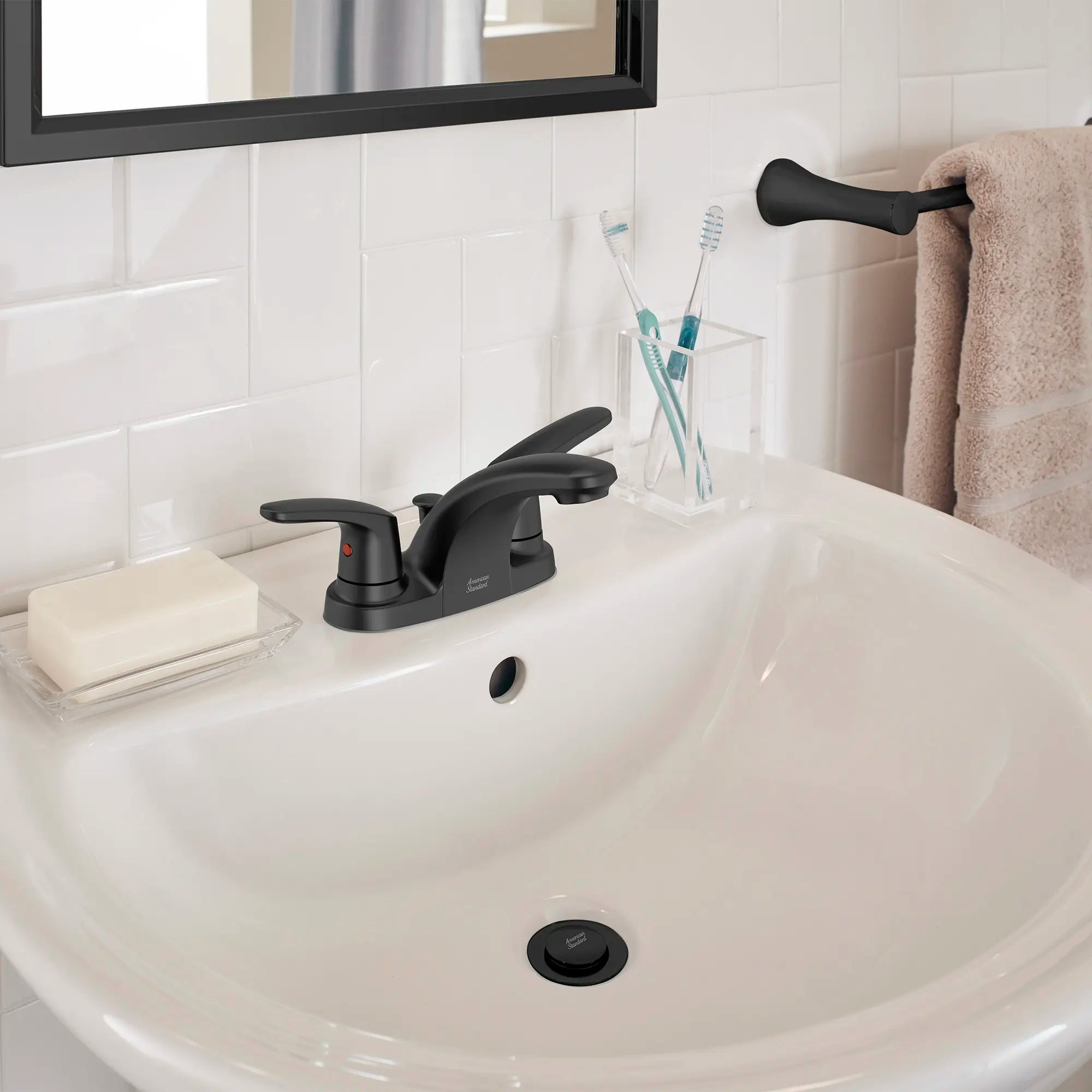 Colony PRO 4 Inch Centerset 2-Handle Bathroom Faucet - 1.2 GPM/4.5 LPM Water-Saving Lever Handle Design - Perfect for Modern Bathrooms, Powder Rooms & Guest Baths